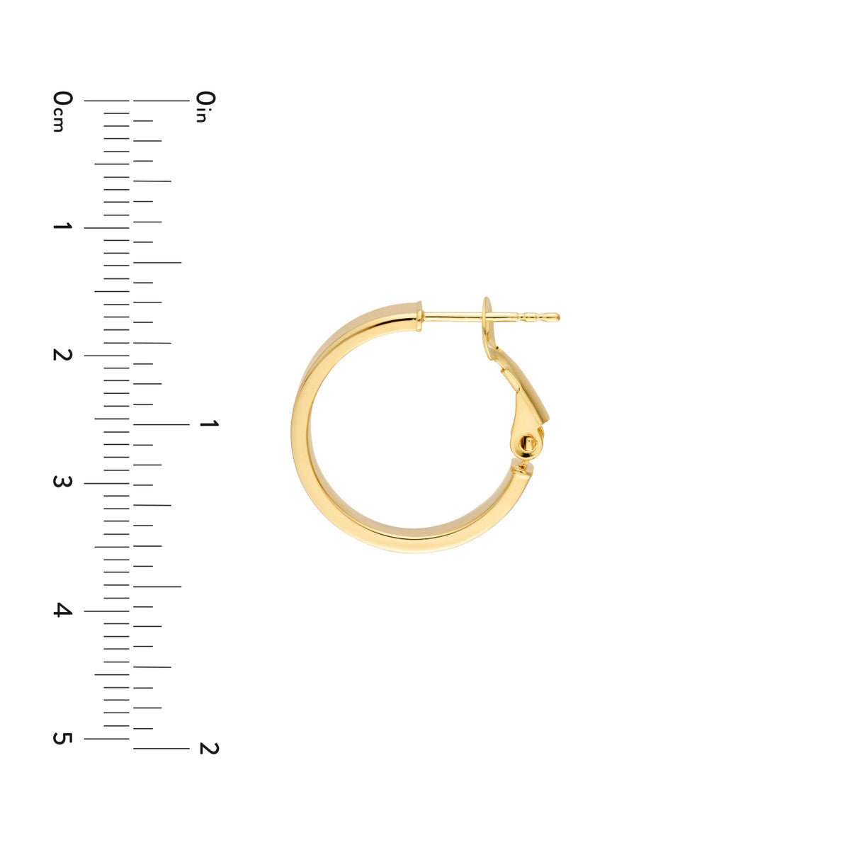 14K Yellow Gold 15.00mm Rectangle Tube Round Hoop Earrings