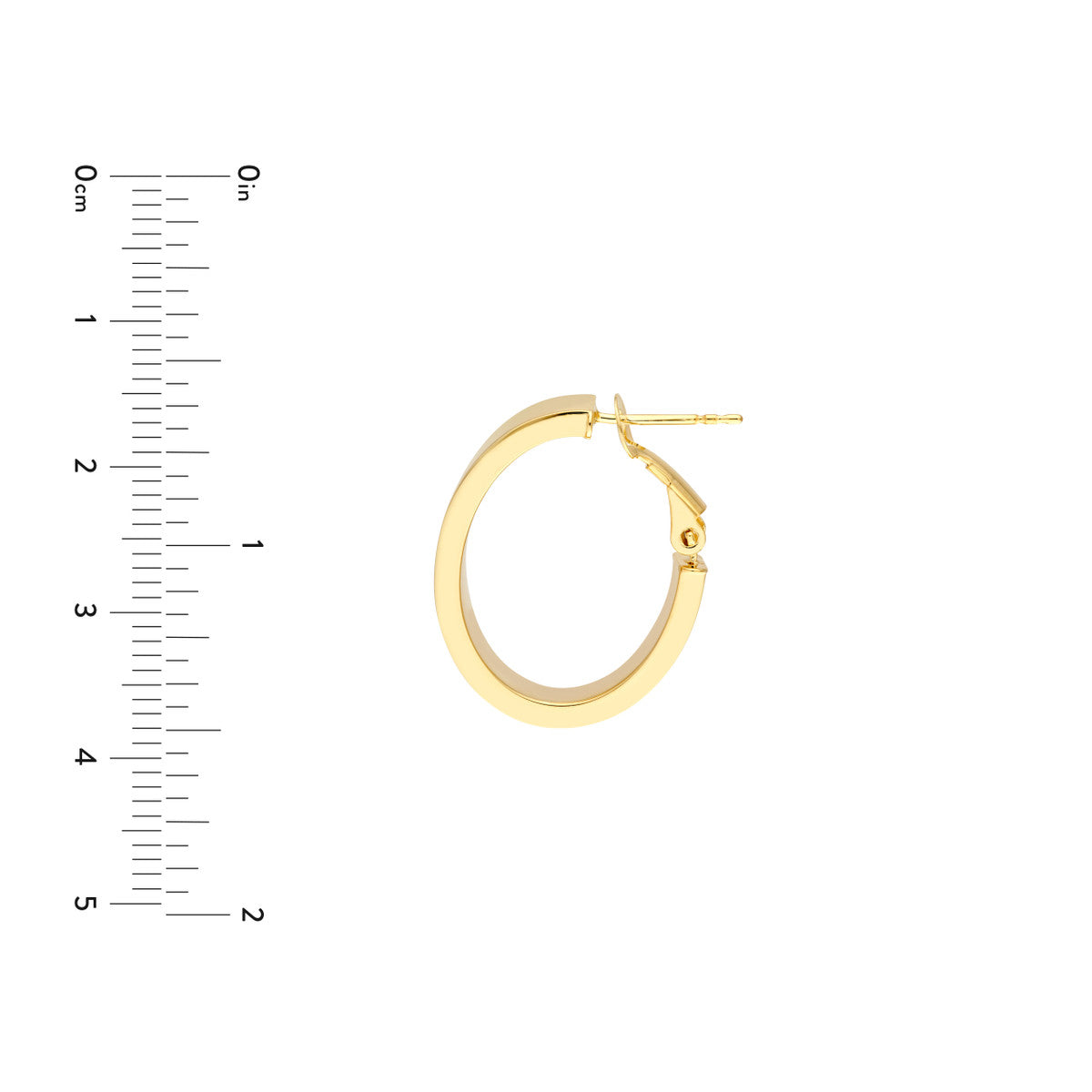 14K Yellow Gold 15.00mm Rectangle Tube Oval Hoop Earrings