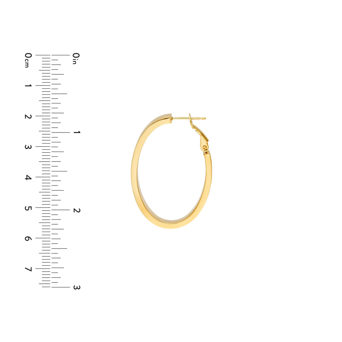 14K Yellow Gold 4.00mm x 1.50mm Rectangle Tube Oval Hoop Earrings