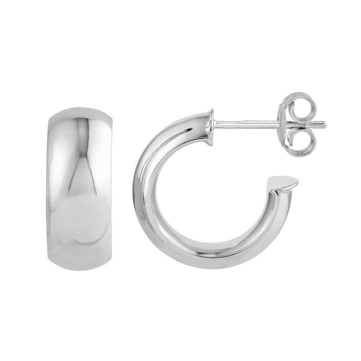 14K Gold 10.00mm D-Tube Round Hoop Earrings