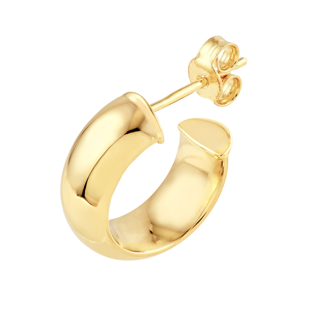 14K Gold 10.00mm D-Tube Round Hoop Earrings