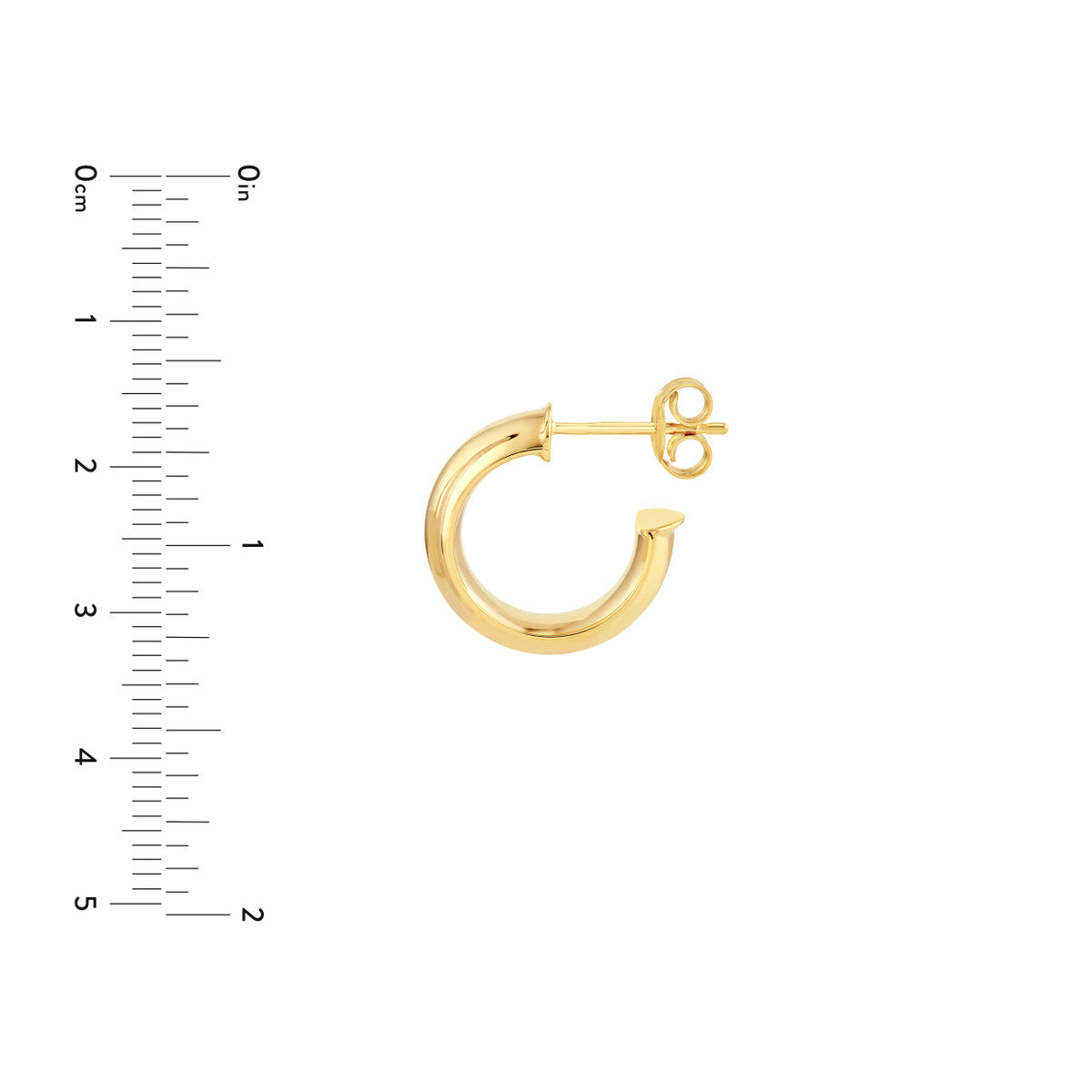 14K Gold 10.00mm D-Tube Round Hoop Earrings