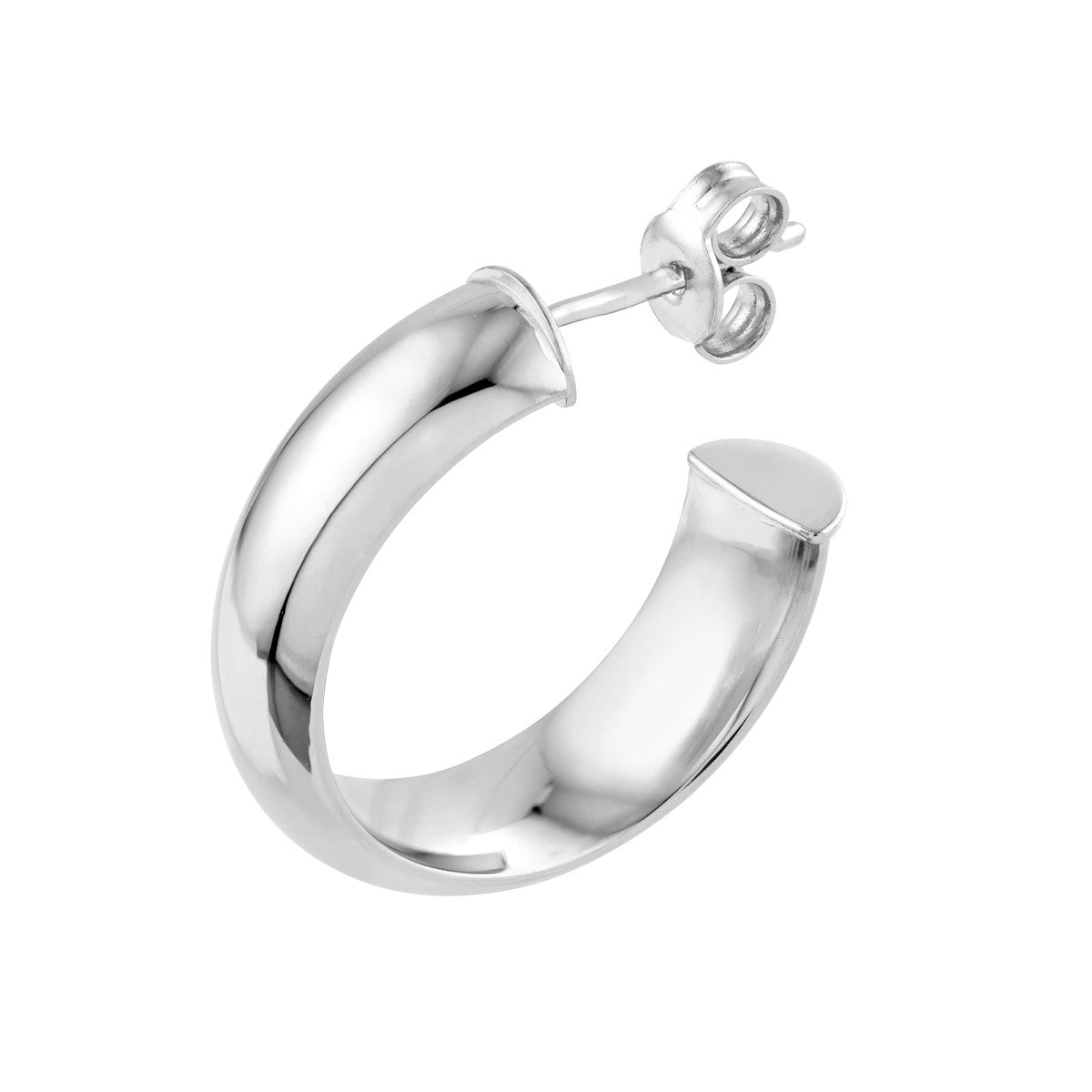 14K Gold 15.00mm D-Tube Round Hoop Earrings