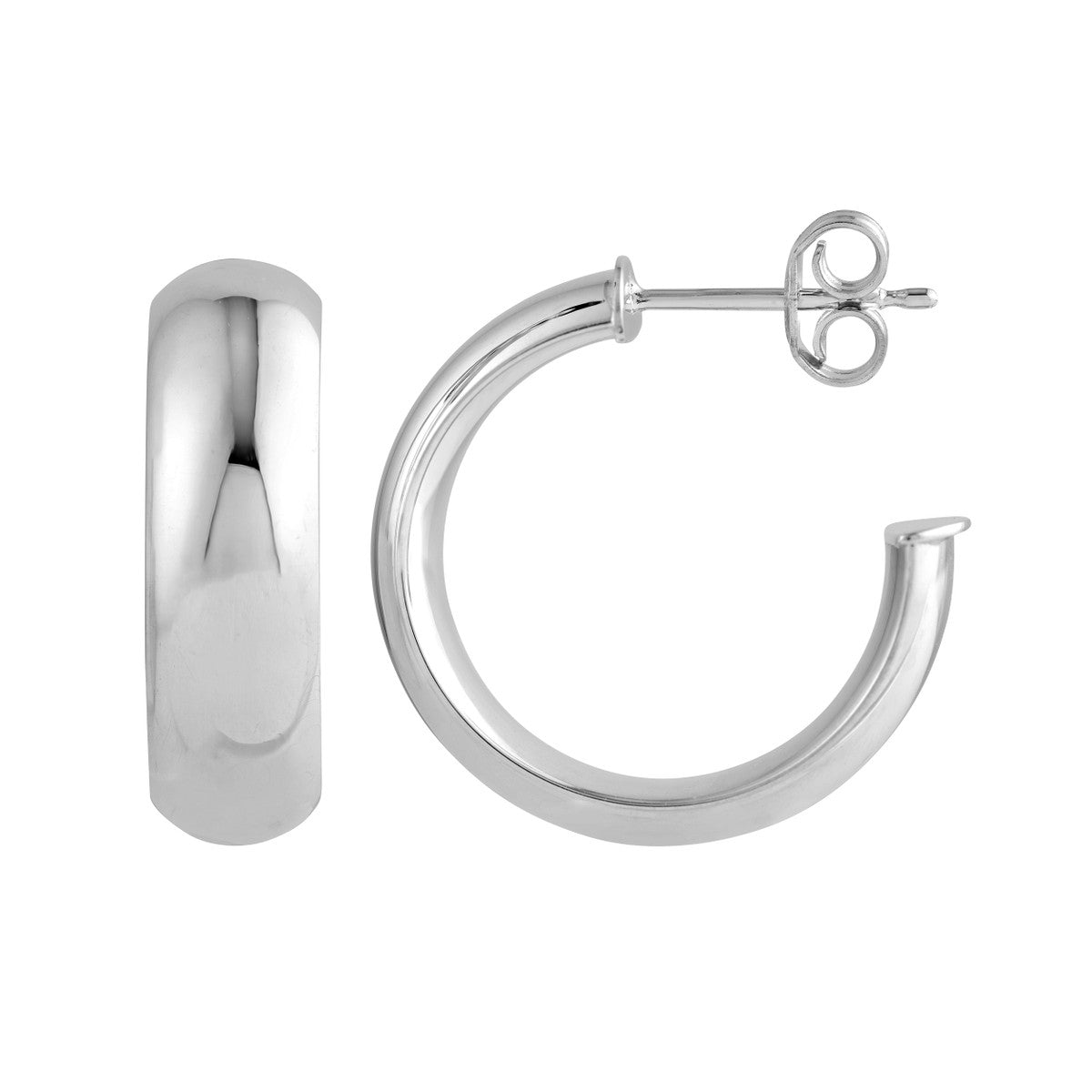 14K Gold 15.00mm D-Tube Round Hoop Earrings