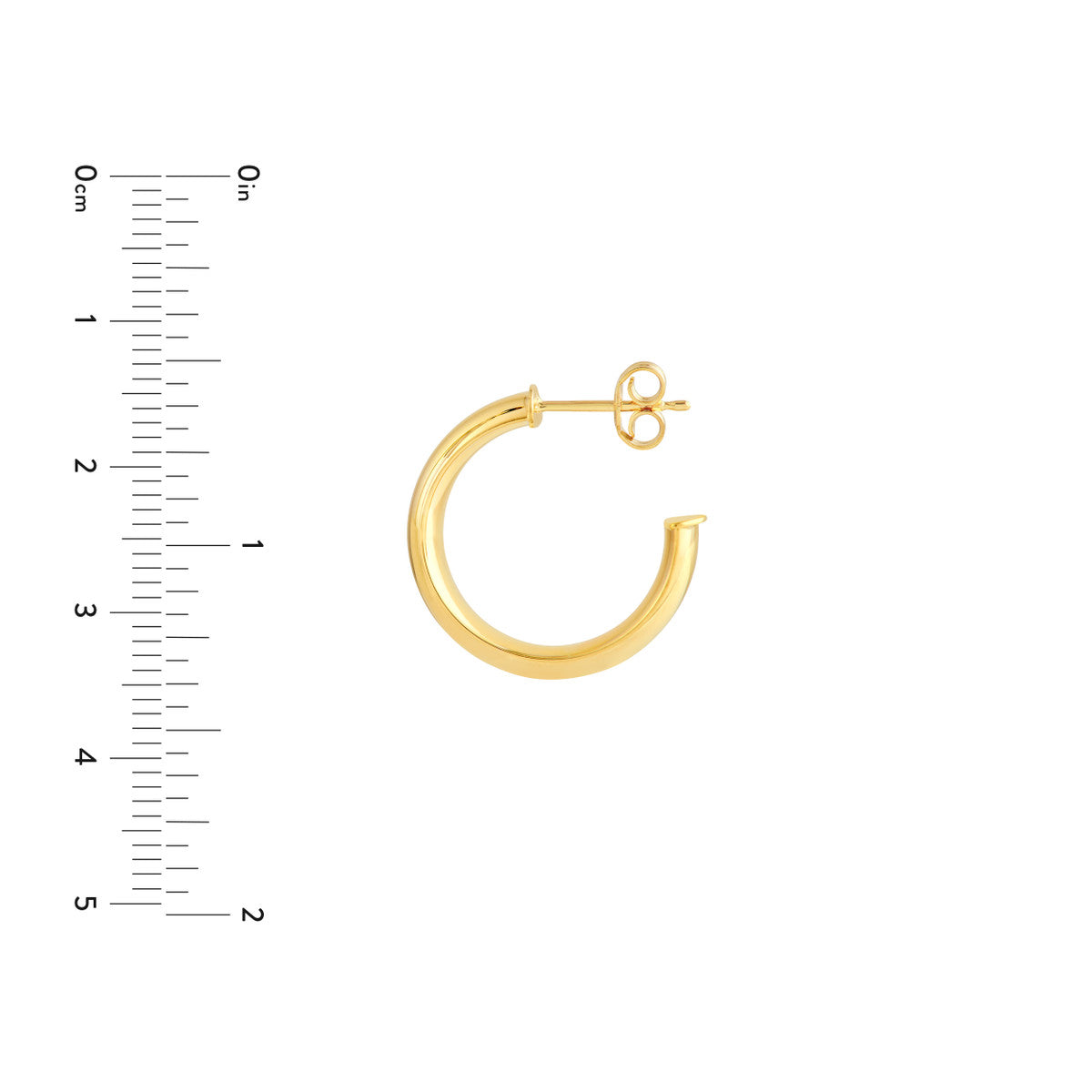 14K Gold 15.00mm D-Tube Round Hoop Earrings