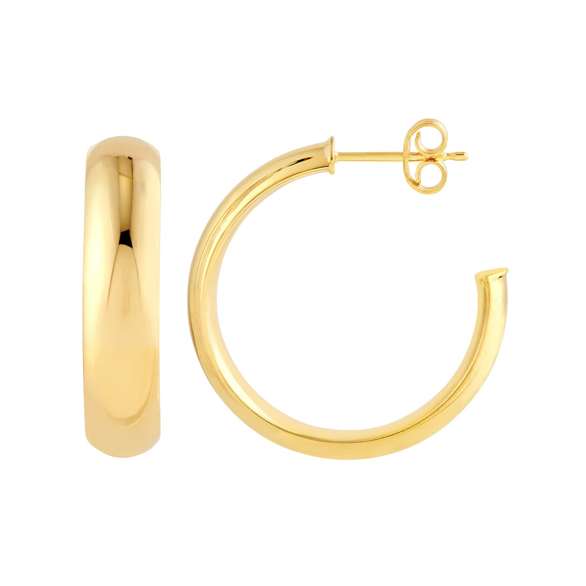 14K Gold 20.00mm D-Tube Round Hoop Earrings Birmingham Jewelry Earrings Birmingham Jewelry 