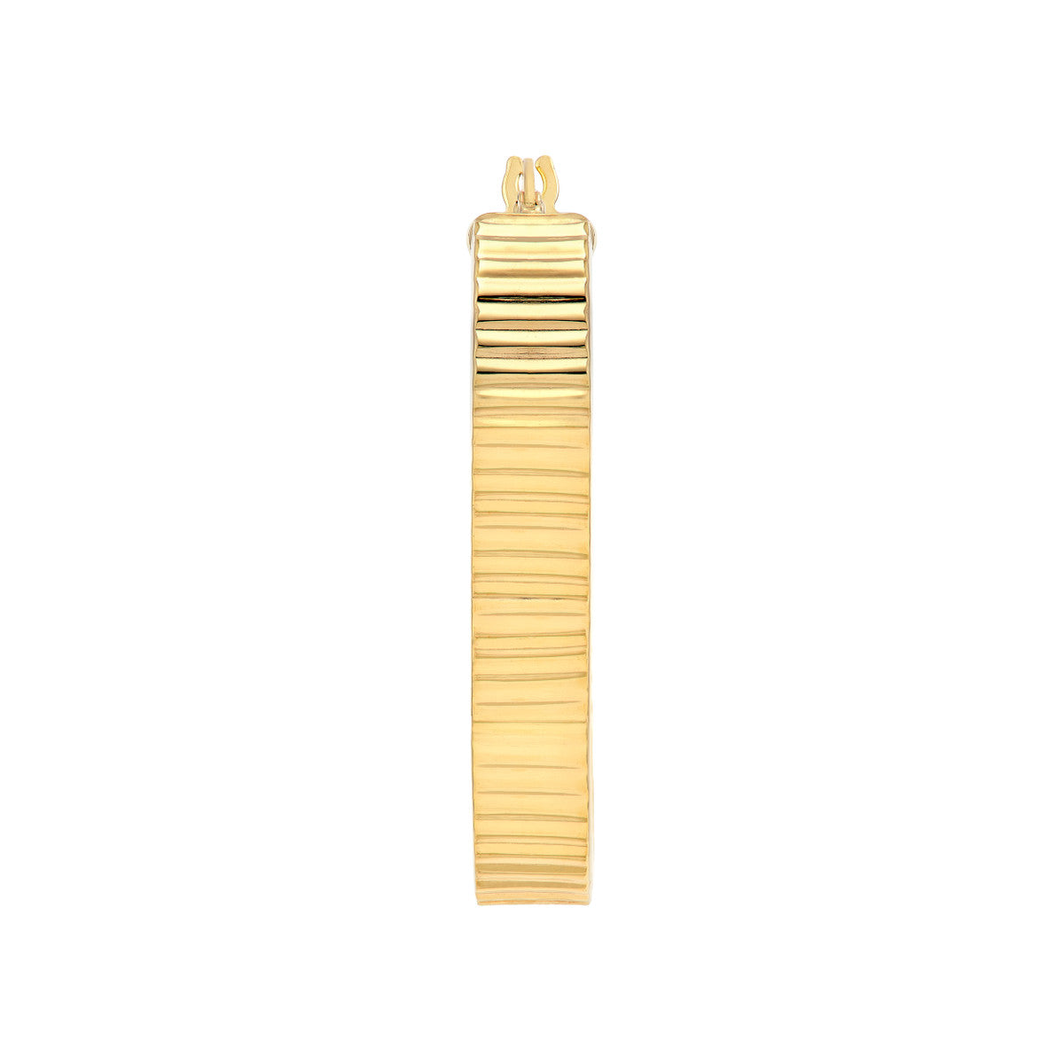 14K Yellow Gold D/C Ridged Rectangle Tube Hoop Earrings