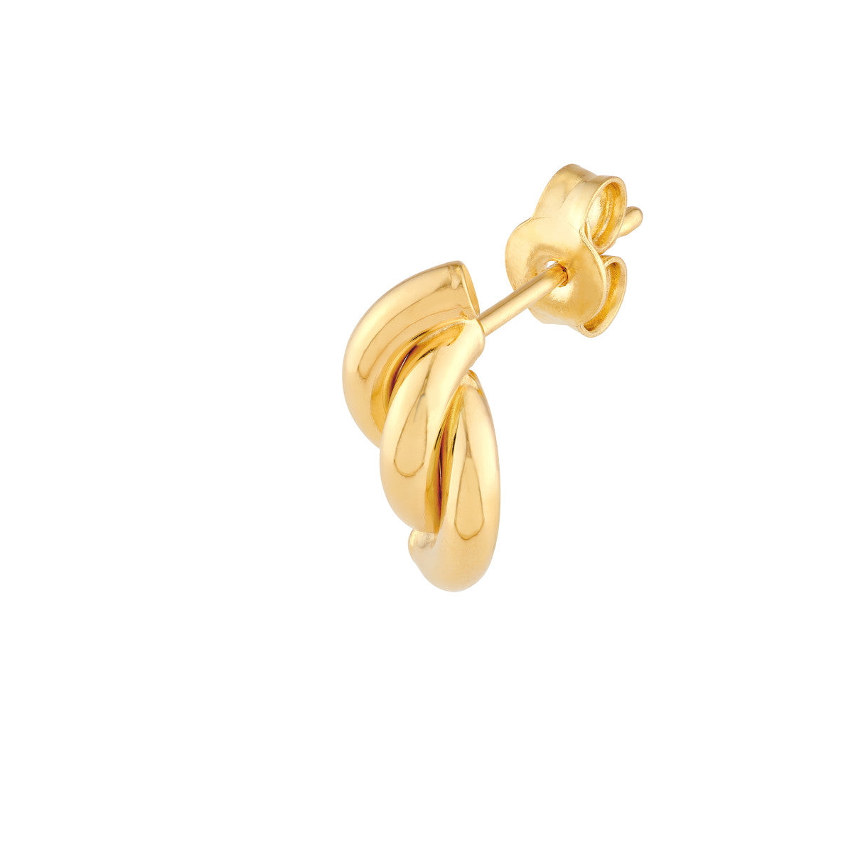 14K Yellow Gold Twist Tube Polished Stud Earrings