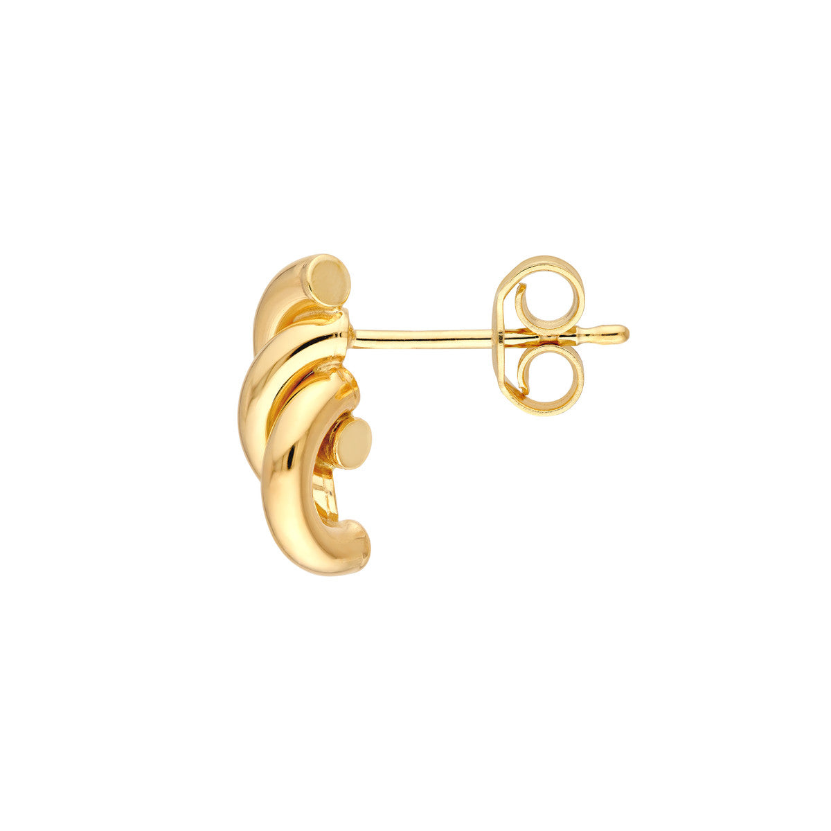 14K Yellow Gold Twist Tube Polished Stud Earrings