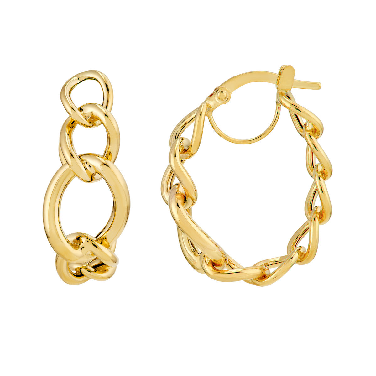 14K Yellow Gold Tube Link Hoop Earrings Birmingham Jewelry Earrings Birmingham Jewelry 