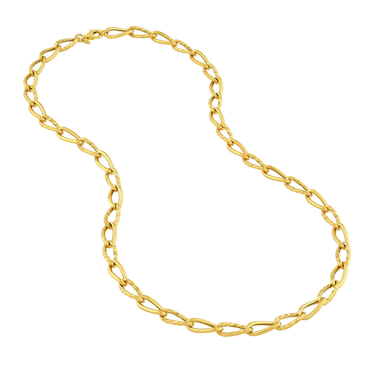 14K Yellow Gold Oval Twist Polished Links Chain