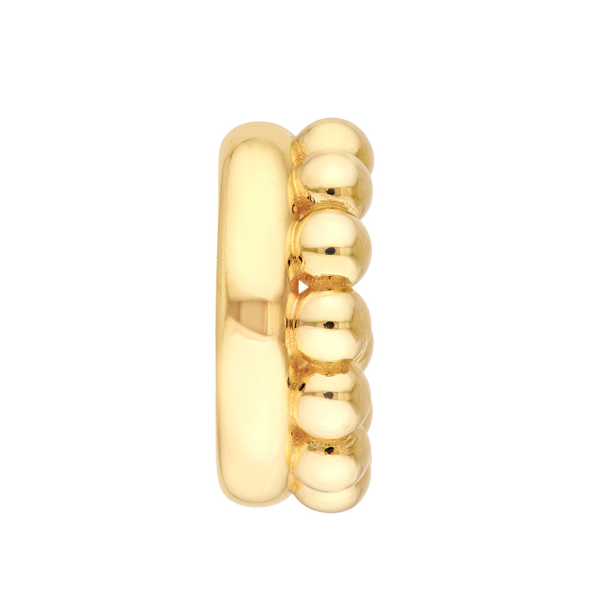 14K Yellow Gold Beaded and Polished Open Hoop Earrings