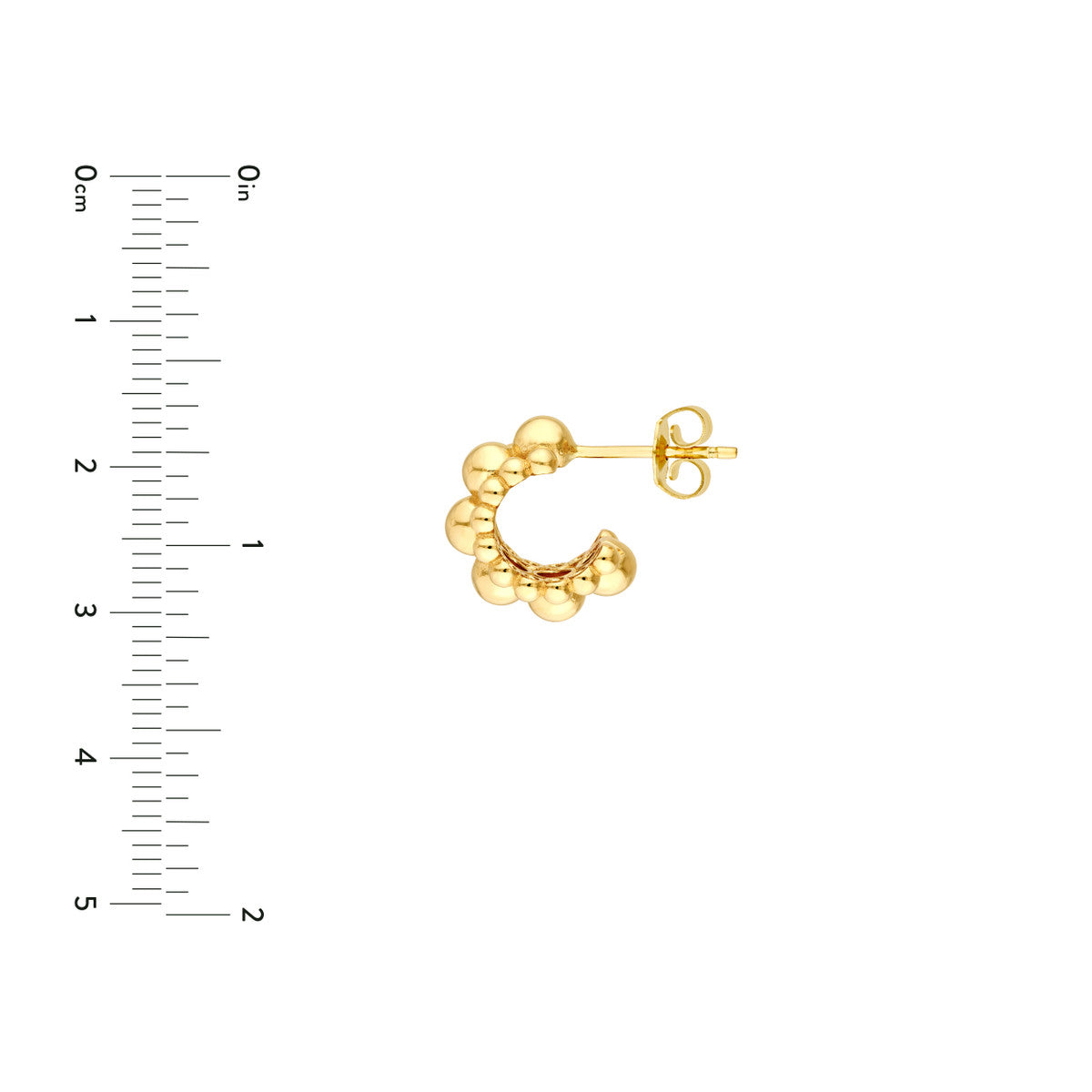 14K Yellow Gold Triple Row Beaded Open Hoop Earrings