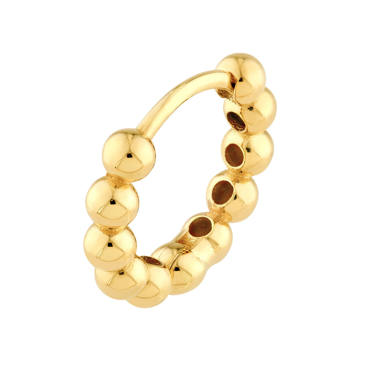 14K Yellow Gold Small Beaded Huggie Earrings