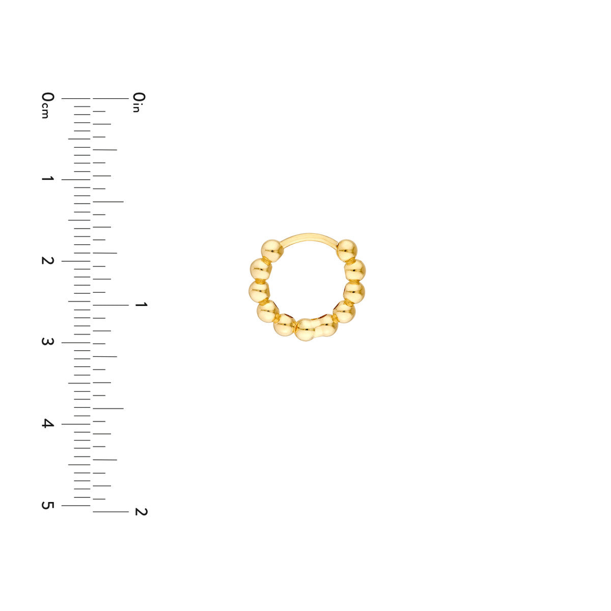 14K Yellow Gold Small Beaded Huggie Earrings