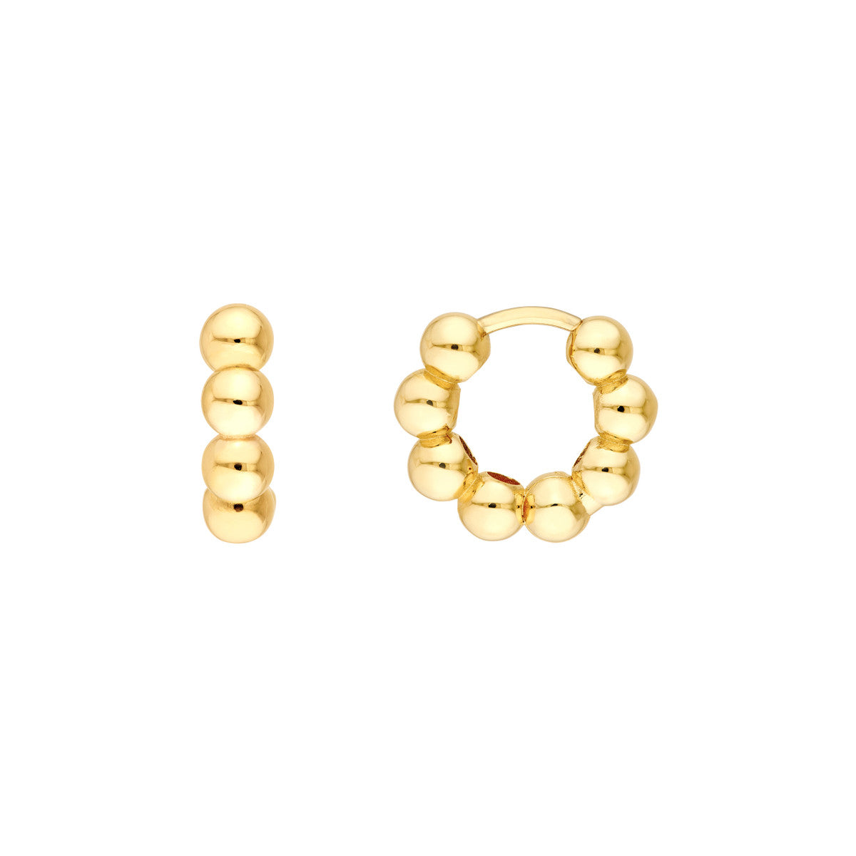14K Yellow Gold Beaded Huggie Earrings Birmingham Jewelry Earrings Birmingham Jewelry 
