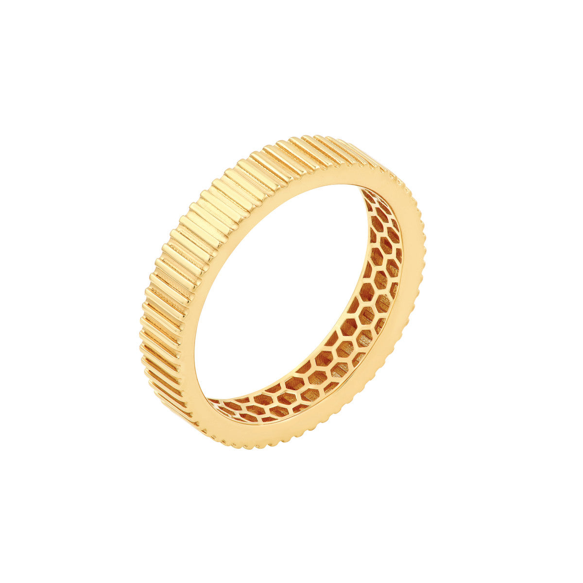 14K Yellow Gold Ribbed Band Birmingham Jewelry Ring Birmingham Jewelry 