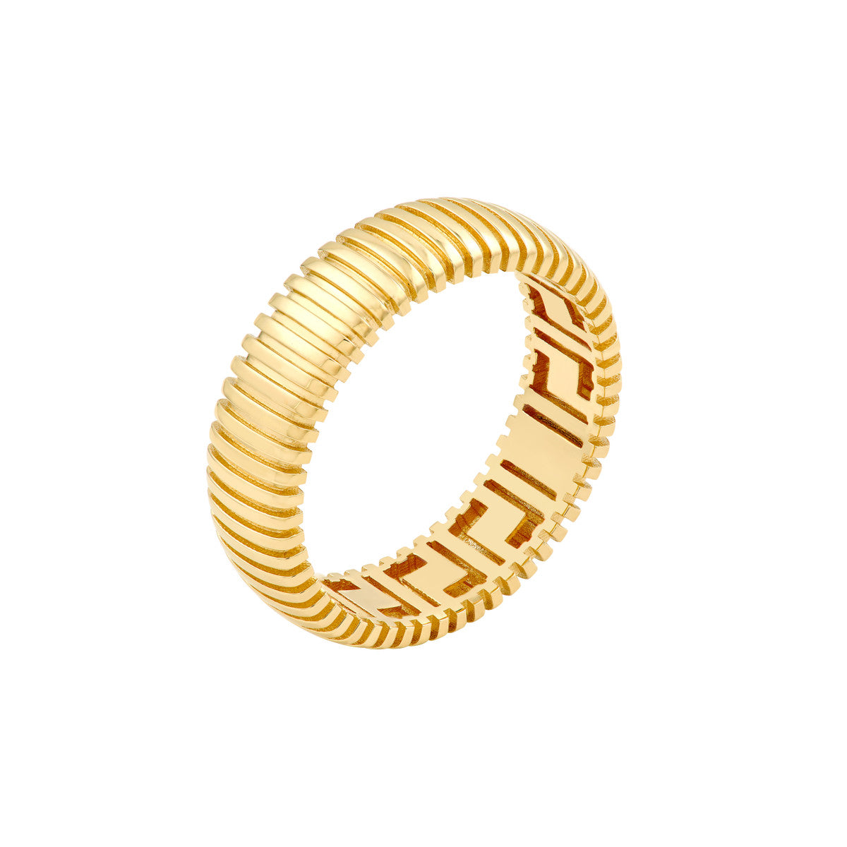 14K Yellow Gold Wide Ribbed Band Birmingham Jewelry Ring Birmingham Jewelry 