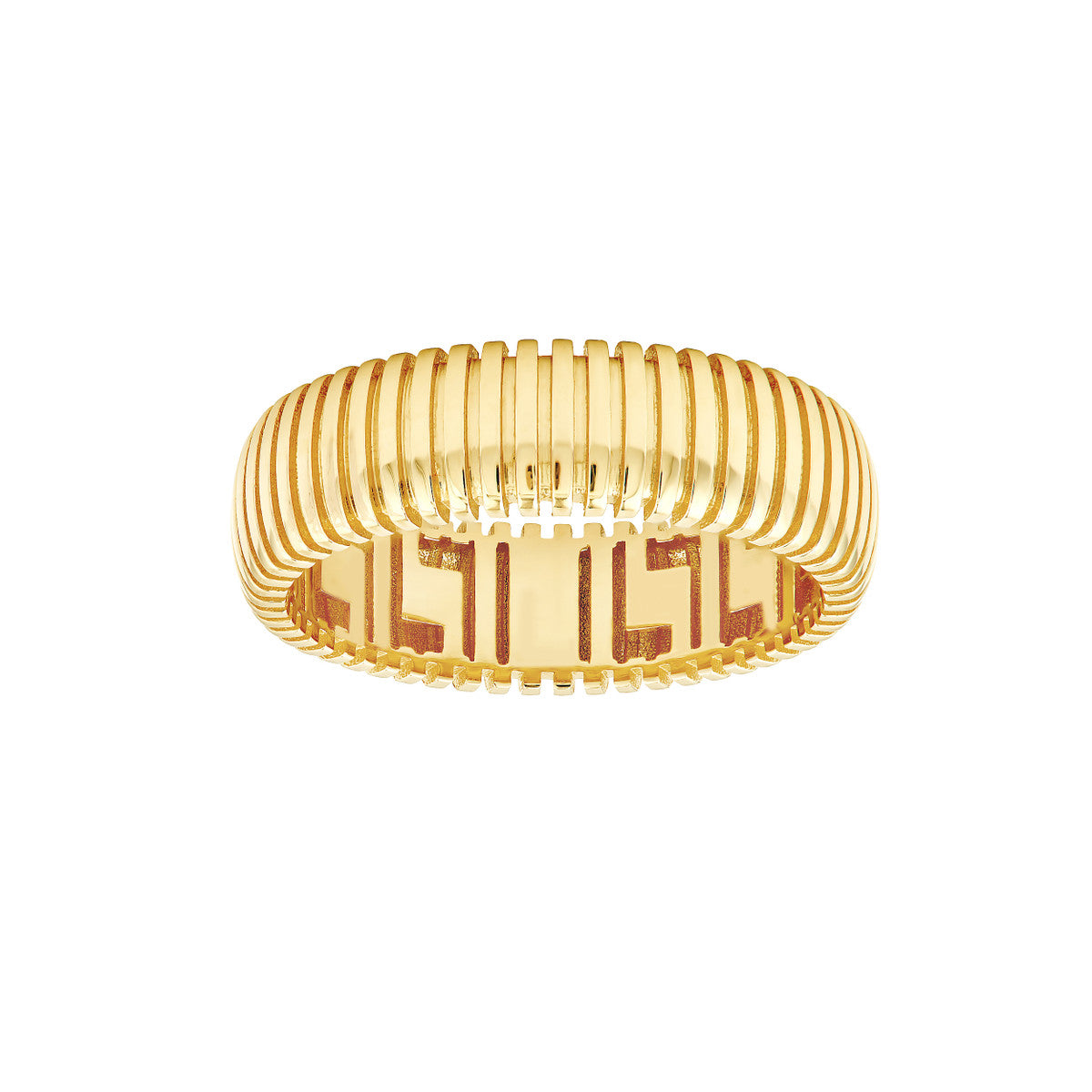 14K Yellow Gold Wide Ribbed Band Birmingham Jewelry Ring Birmingham Jewelry 