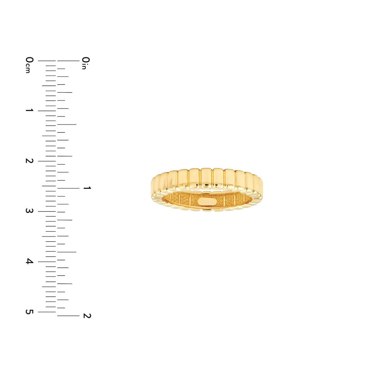 14K Yellow Gold Ridge Band Ring