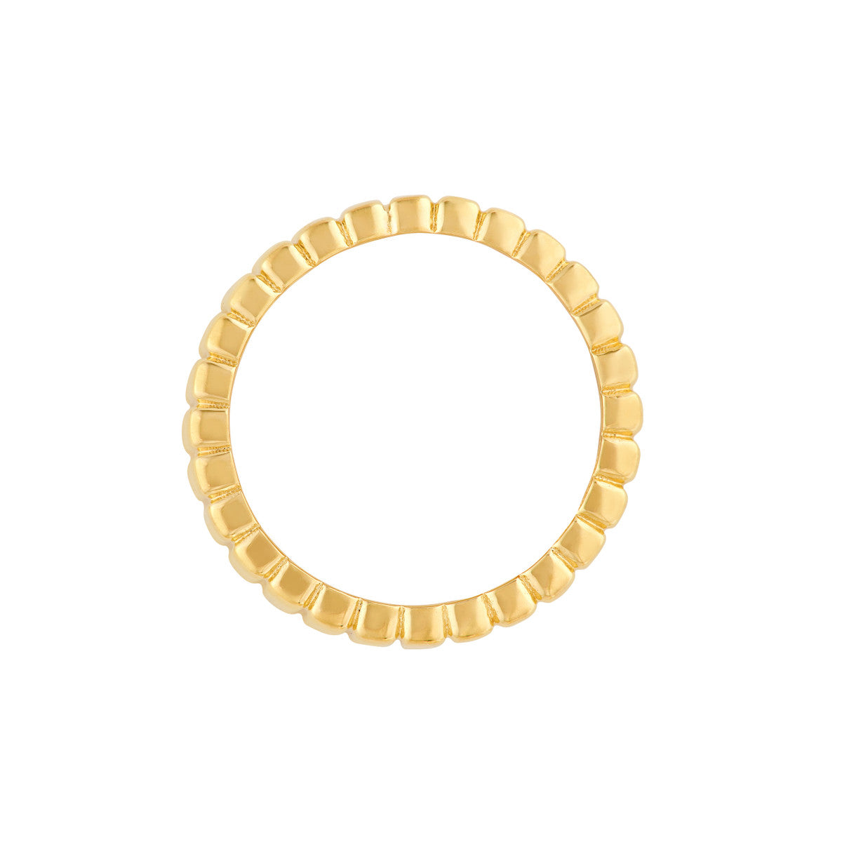 14K Yellow Gold Wide Ridge Ribbed Band