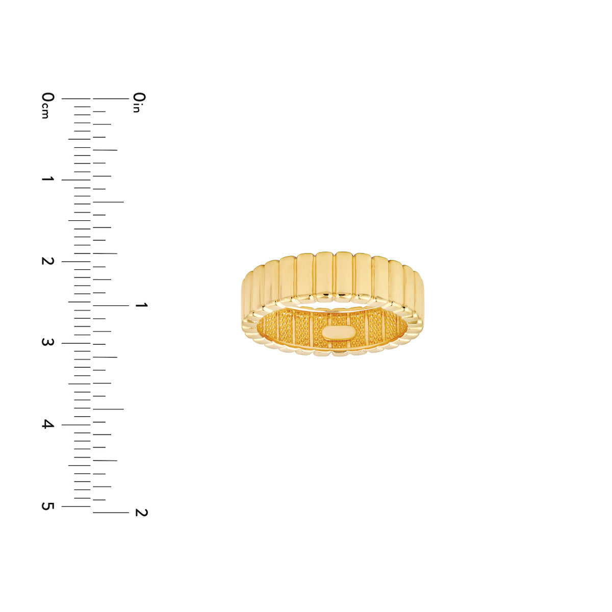 14K Yellow Gold Wide Ridge Ribbed Band