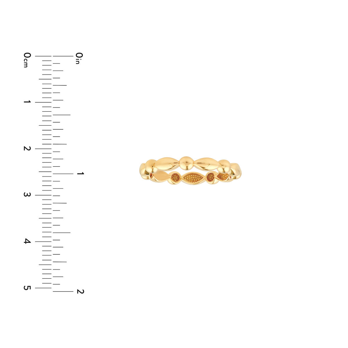 14K Yellow Gold Marquise and Round Bead Band
