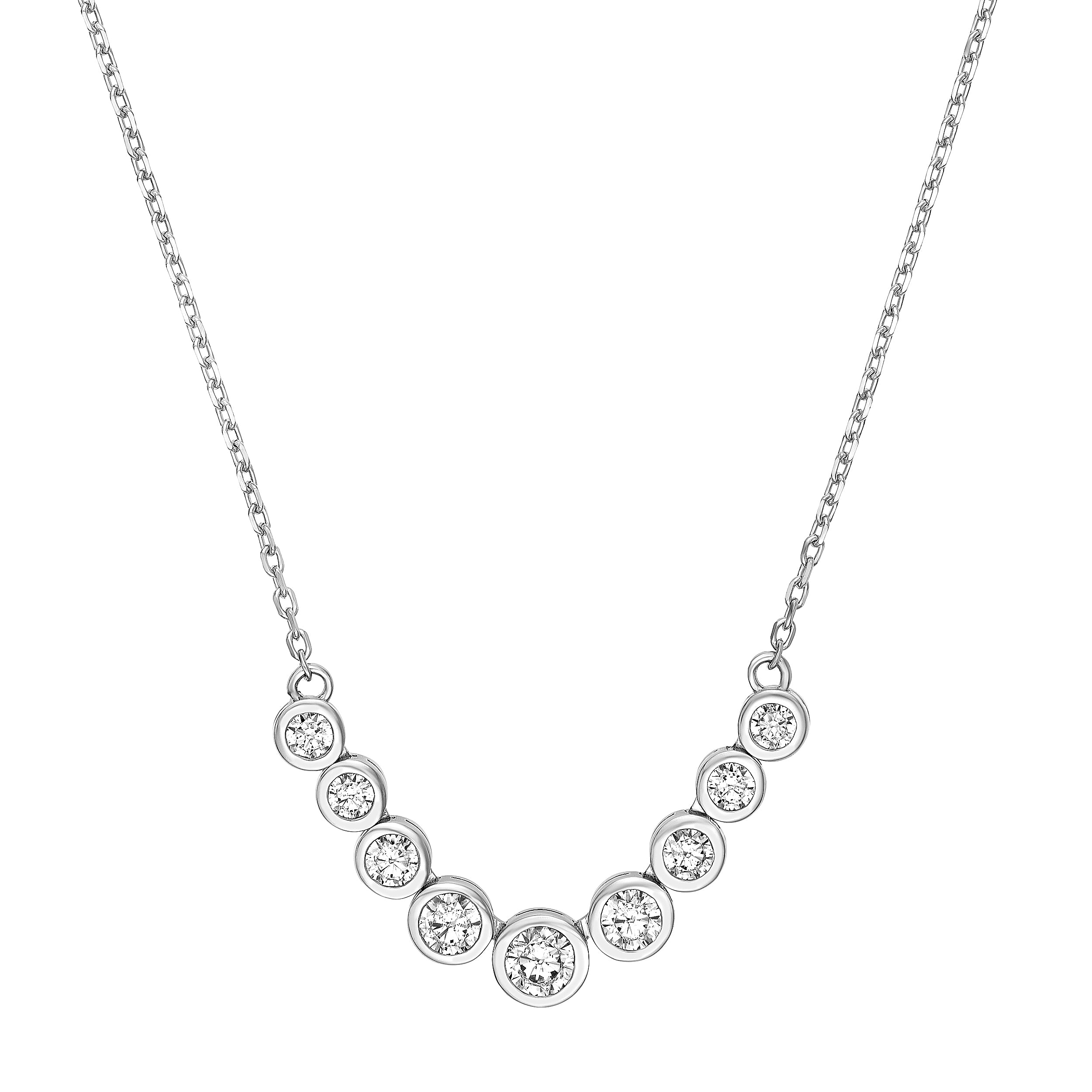 14K Gold Bezel Set 9 Stone Graduated Diamond Necklace Birmingham Jewelry Necklace Birmingham Jewelry 