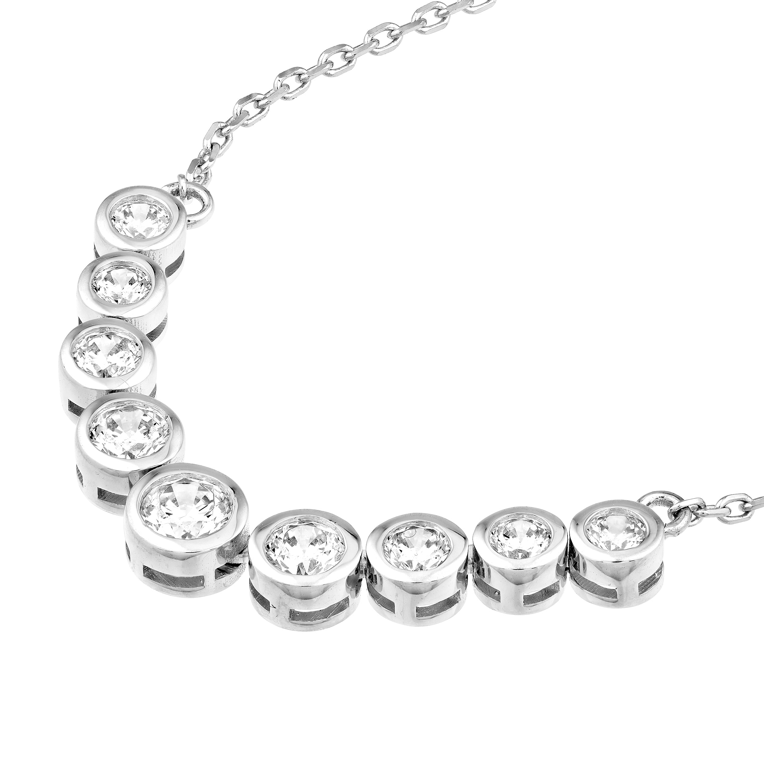 14K Gold Bezel Set 9 Stone Graduated Diamond Necklace Birmingham Jewelry Necklace Birmingham Jewelry 