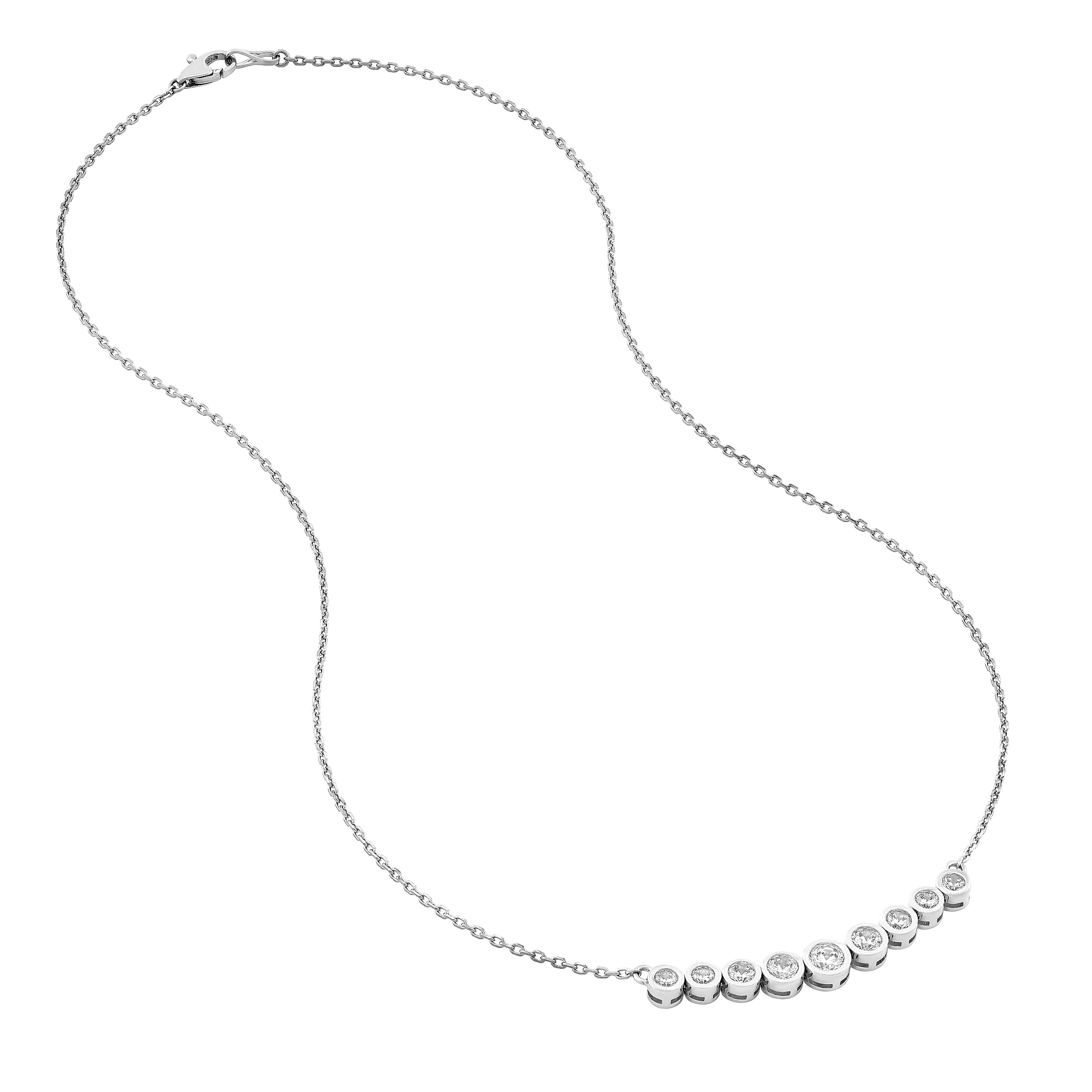14K Gold Bezel Set 9 Stone Graduated Diamond Necklace Birmingham Jewelry Necklace Birmingham Jewelry 
