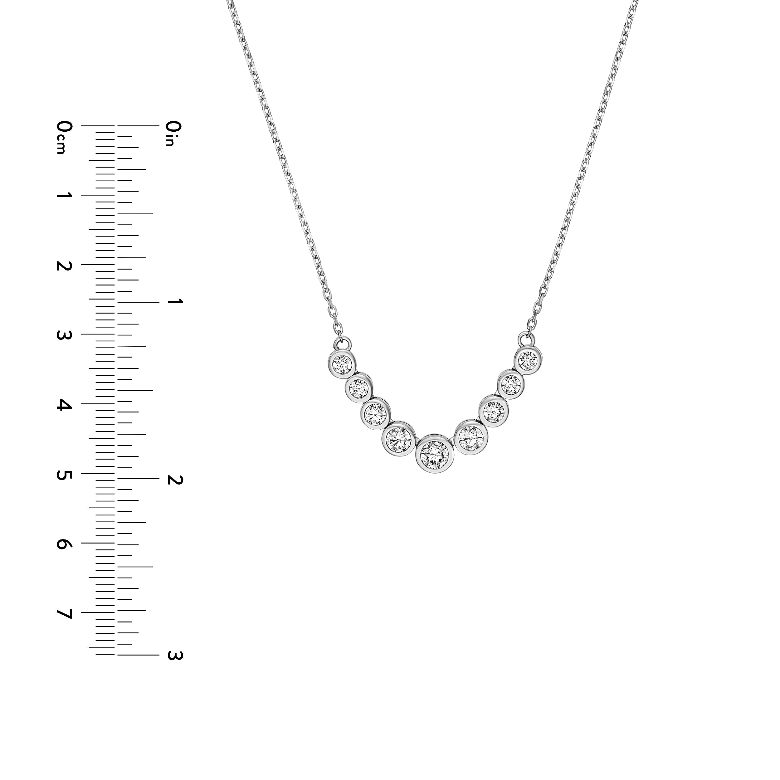 14K Gold Bezel Set 9 Stone Graduated Diamond Necklace Birmingham Jewelry Necklace Birmingham Jewelry 