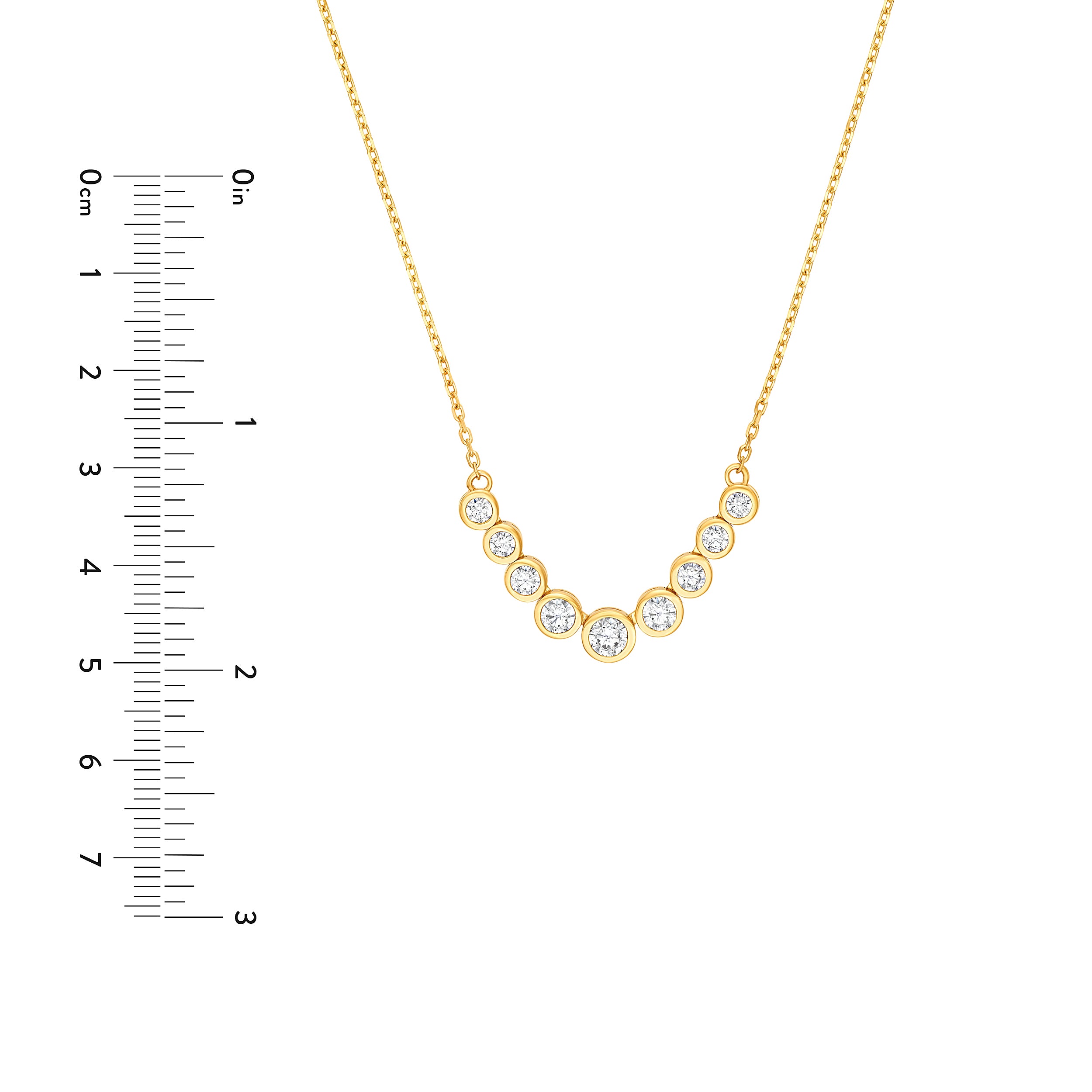 14K Gold Bezel Set 9 Stone Graduated Diamond Necklace Birmingham Jewelry Necklace Birmingham Jewelry 