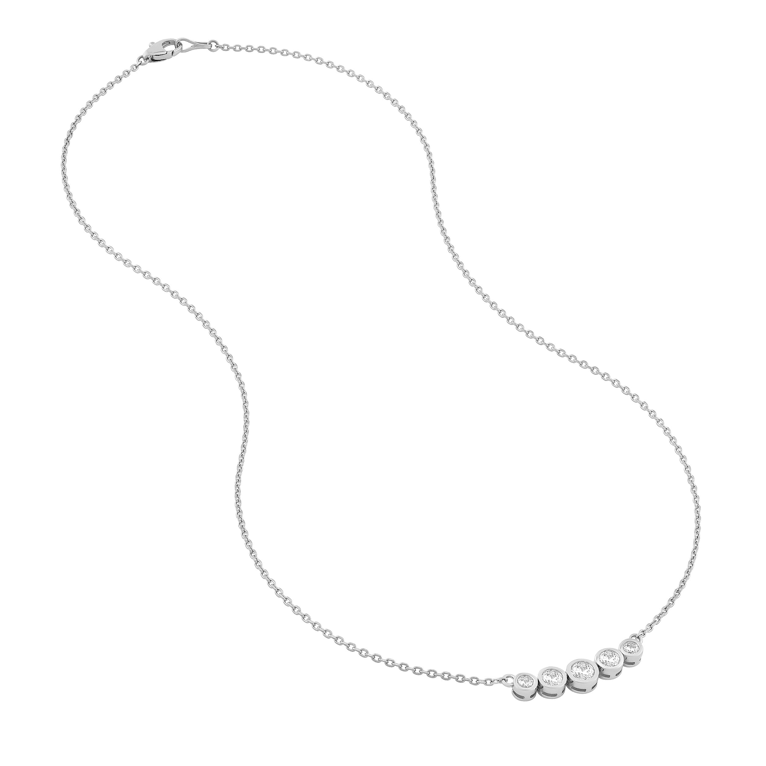 14K Gold Bezel Set 5 Stone Graduated Diamond Necklace Birmingham Jewelry Necklace Birmingham Jewelry 