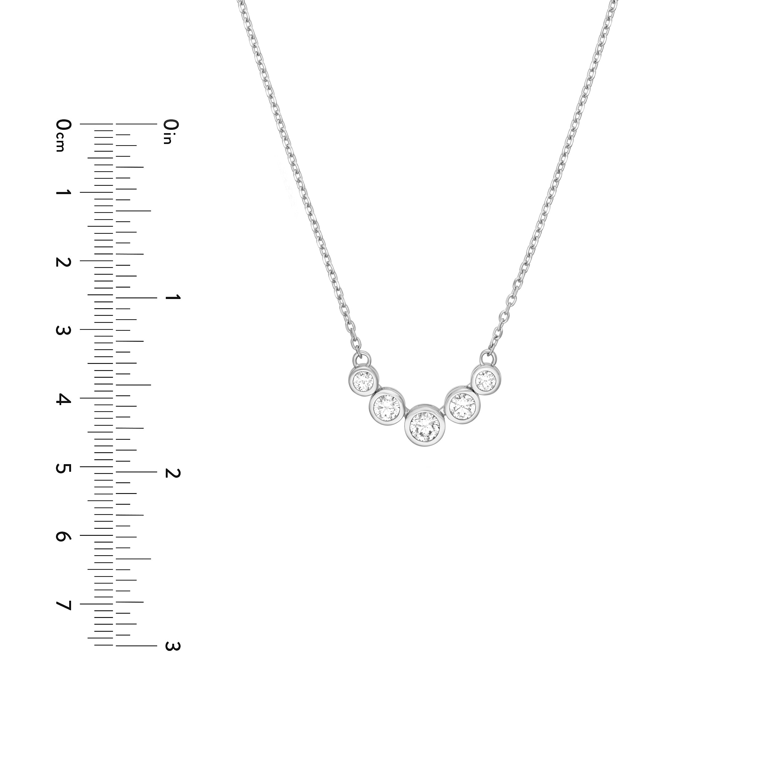 14K Gold Bezel Set 5 Stone Graduated Diamond Necklace Birmingham Jewelry Necklace Birmingham Jewelry 