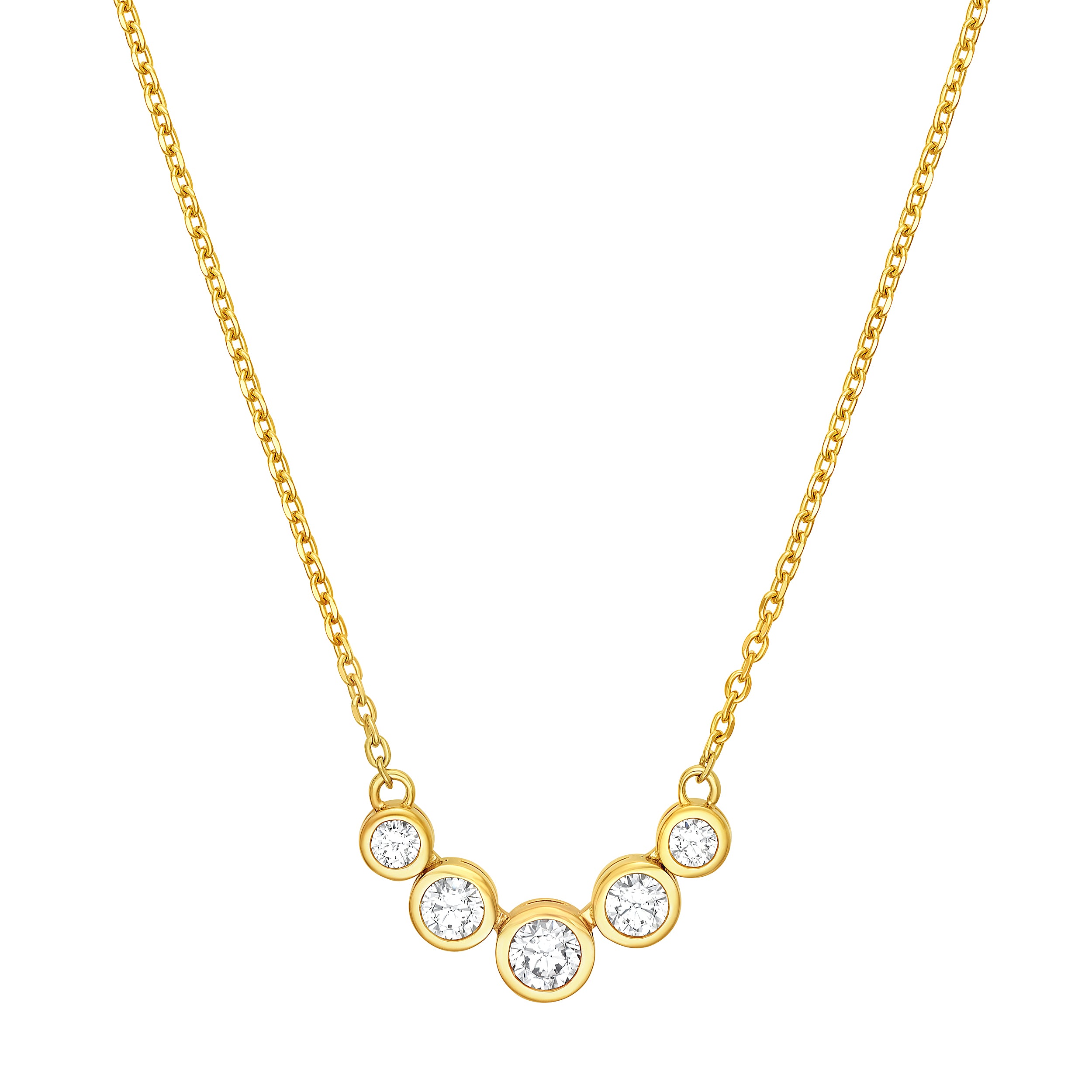 14K Gold Bezel Set 5 Stone Graduated Diamond Necklace Birmingham Jewelry Necklace Birmingham Jewelry 
