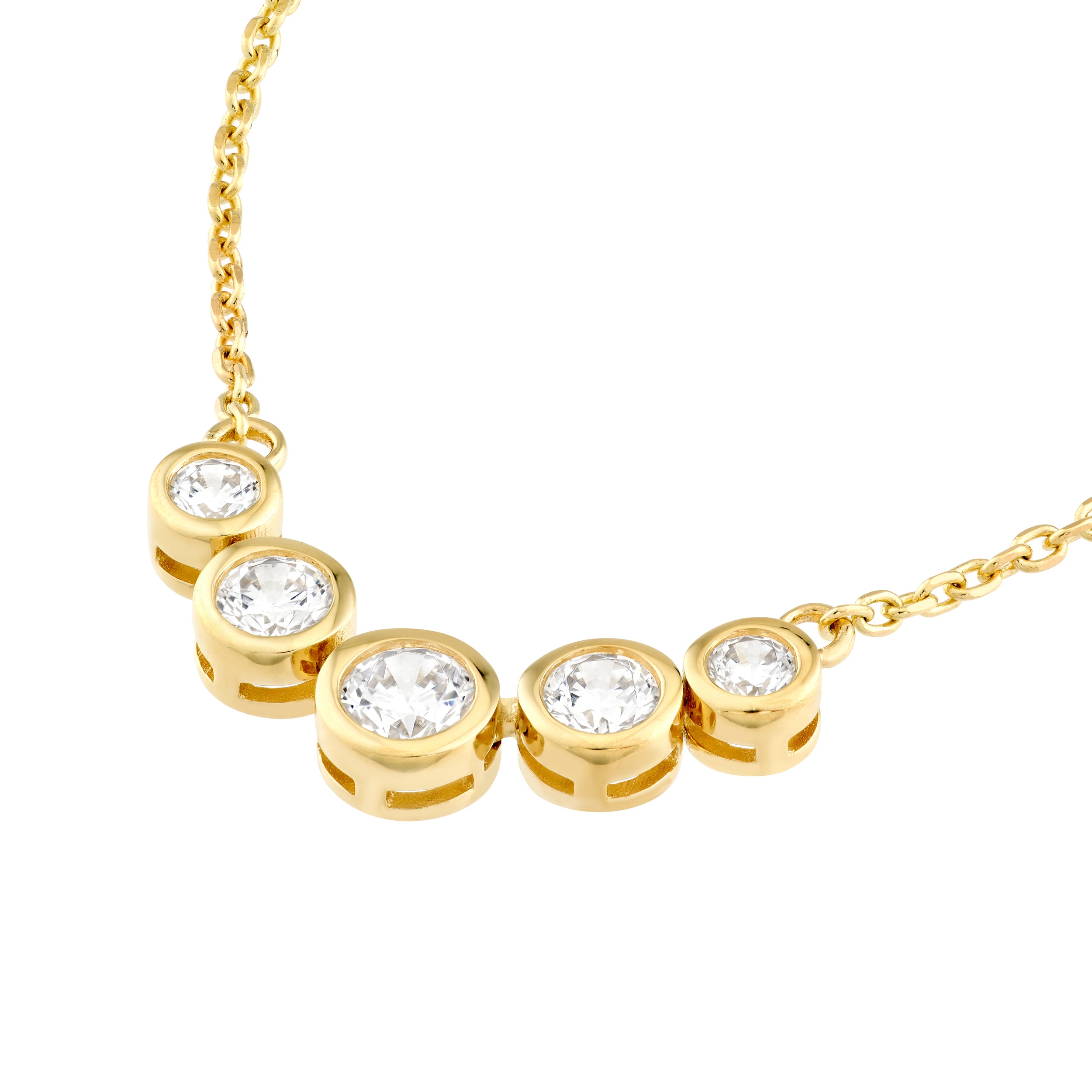 14K Gold Bezel Set 5 Stone Graduated Diamond Necklace Birmingham Jewelry Necklace Birmingham Jewelry 