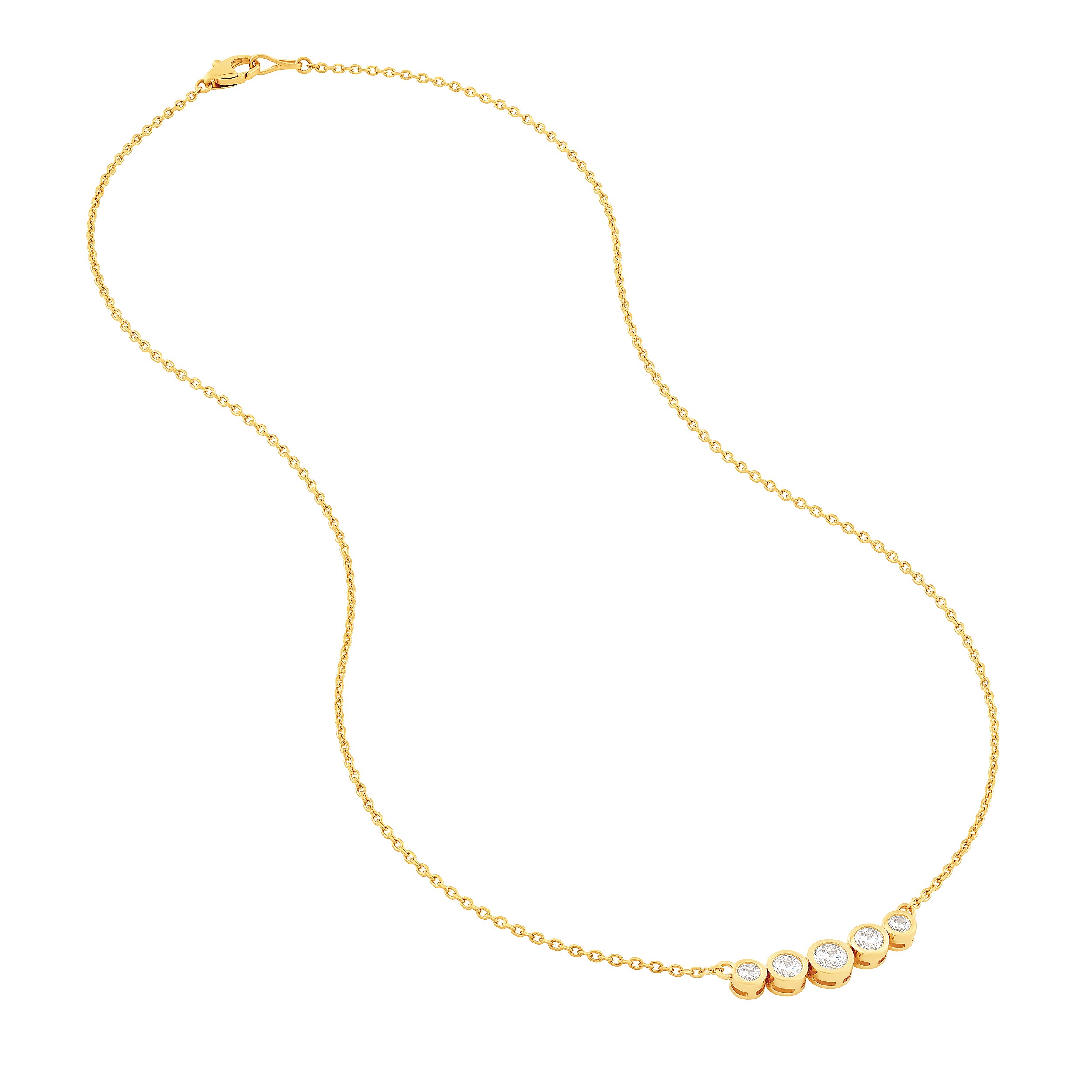 14K Gold Bezel Set 5 Stone Graduated Diamond Necklace Birmingham Jewelry Necklace Birmingham Jewelry 