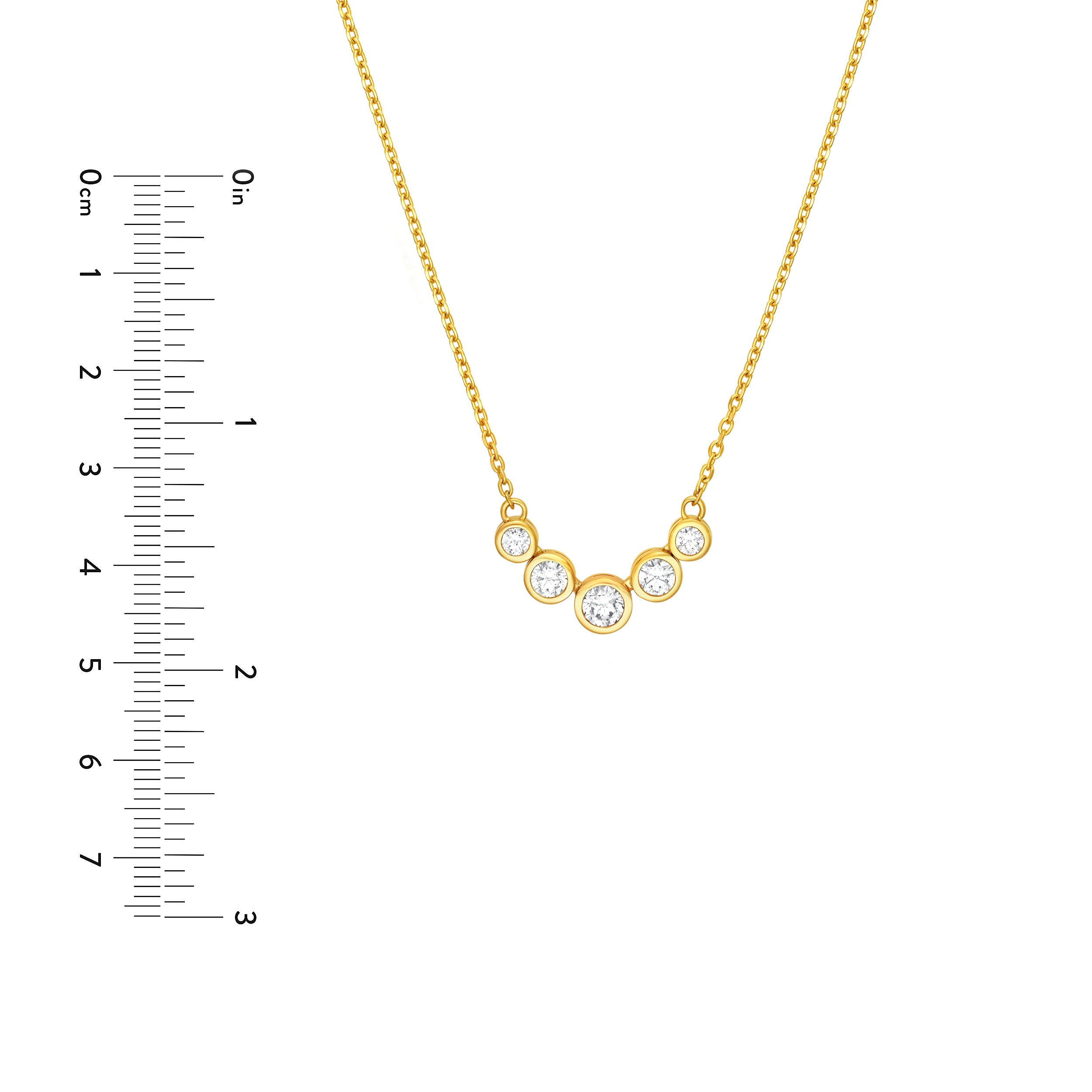 14K Gold Bezel Set 5 Stone Graduated Diamond Necklace Birmingham Jewelry Necklace Birmingham Jewelry 