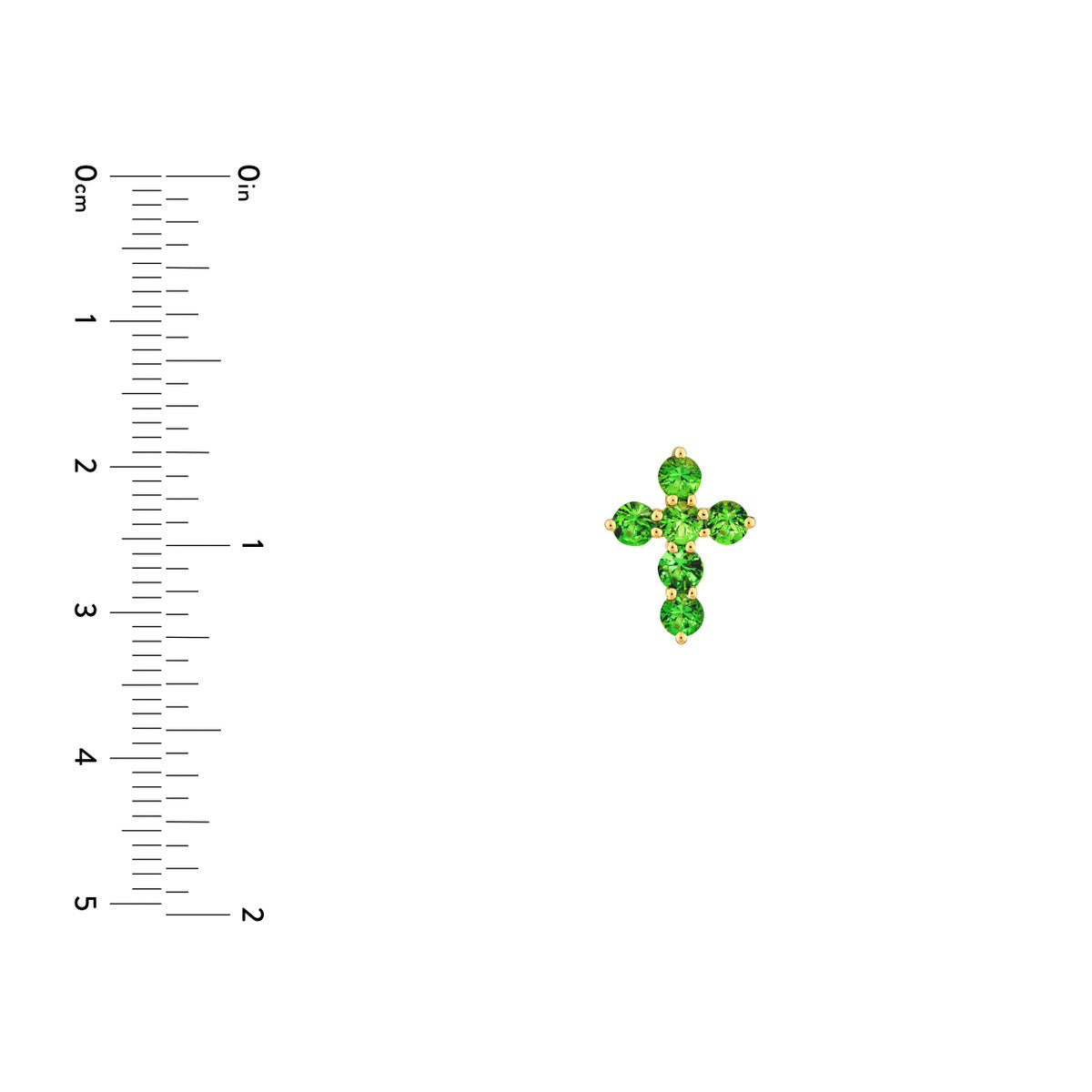 14K Yellow Gold Tsavorite Stone Cross Pendant