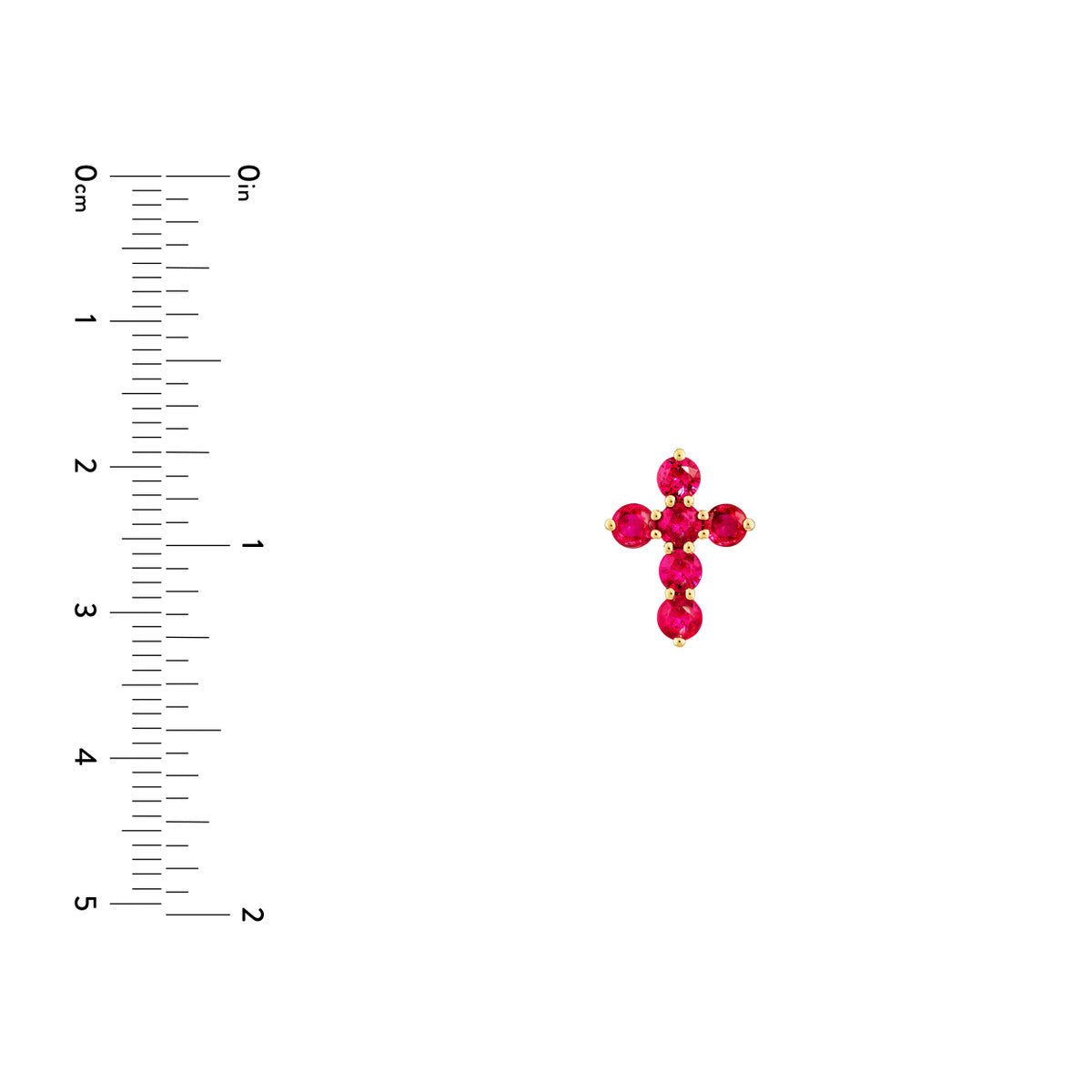 14K Yellow Gold Ruby Stone Cross Pendant Birmingham Jewelry Pendant Birmingham Jewelry 