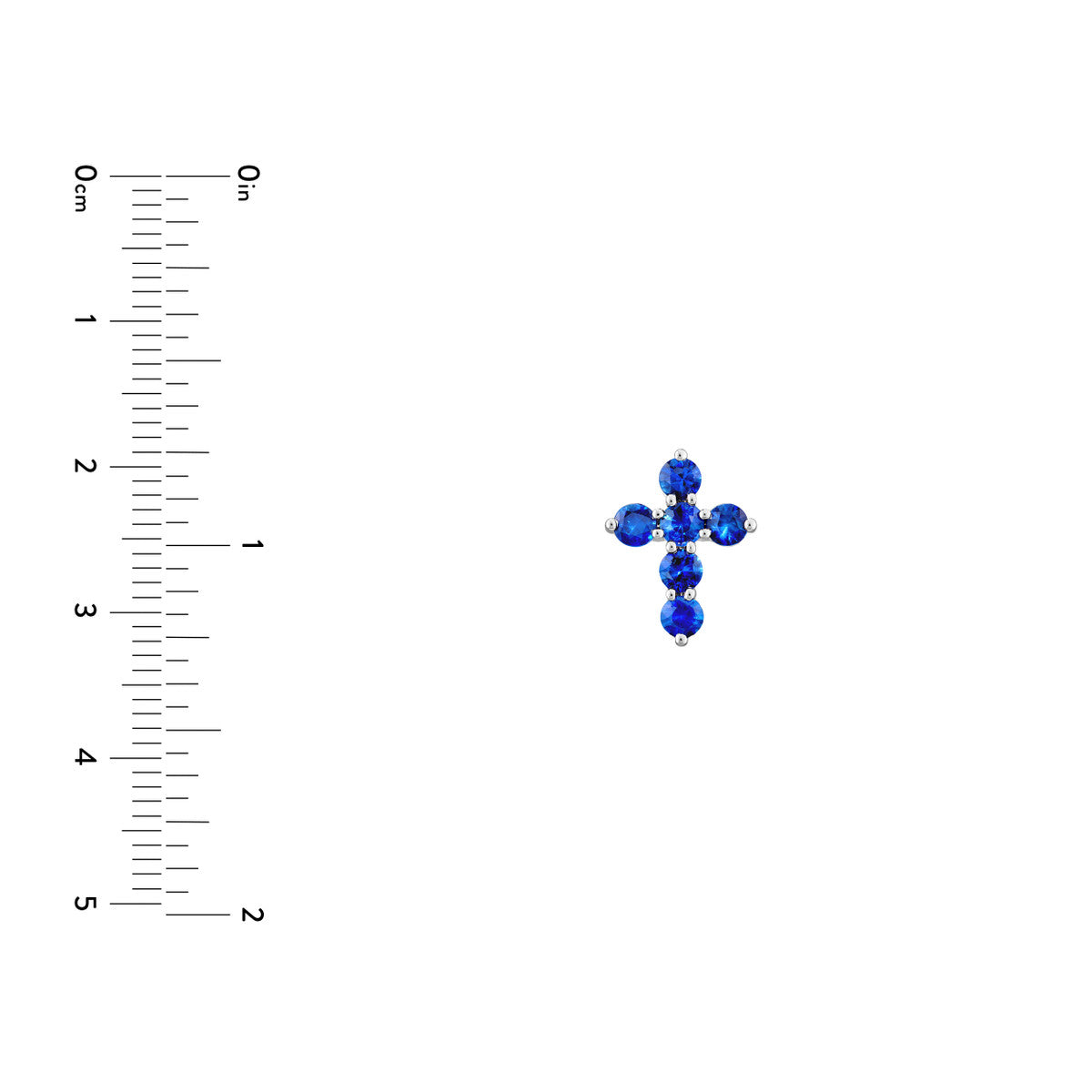 14K White Gold Sapphire Stone Cross Pendant