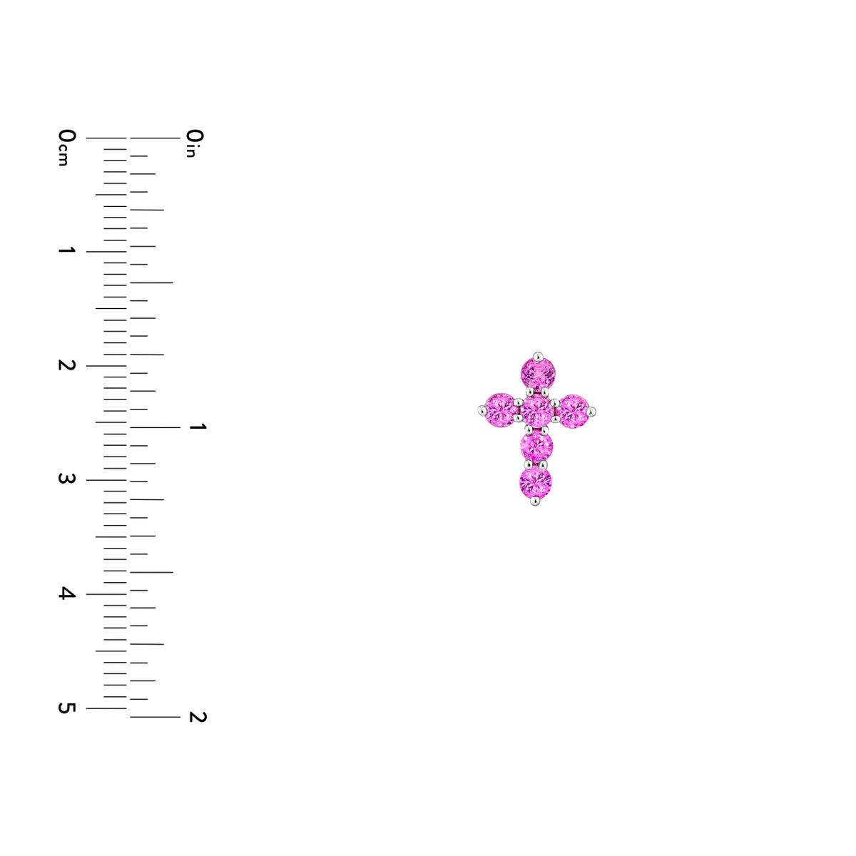 14K White Gold Pink Sapphire Stone Cross Pendant Birmingham Jewelry Pendant Birmingham Jewelry 