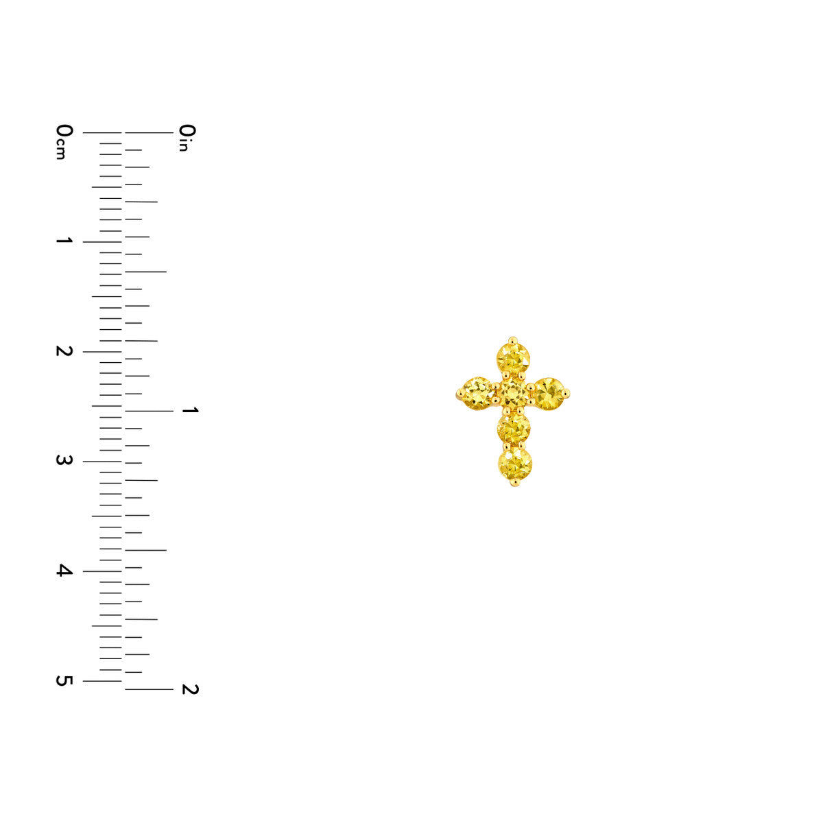 14K Yellow Gold Yellow Sapphire Stone Cross Pendant