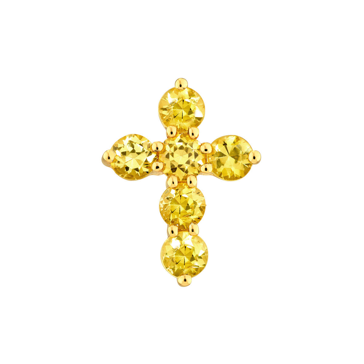 14K Yellow Gold Yellow Sapphire Stone Cross Pendant