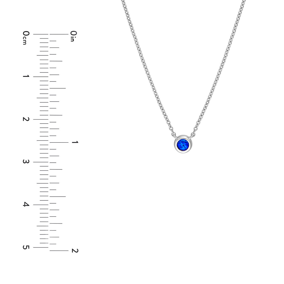14K White Gold 3.00mm Sapphire Stone Bezel Necklace