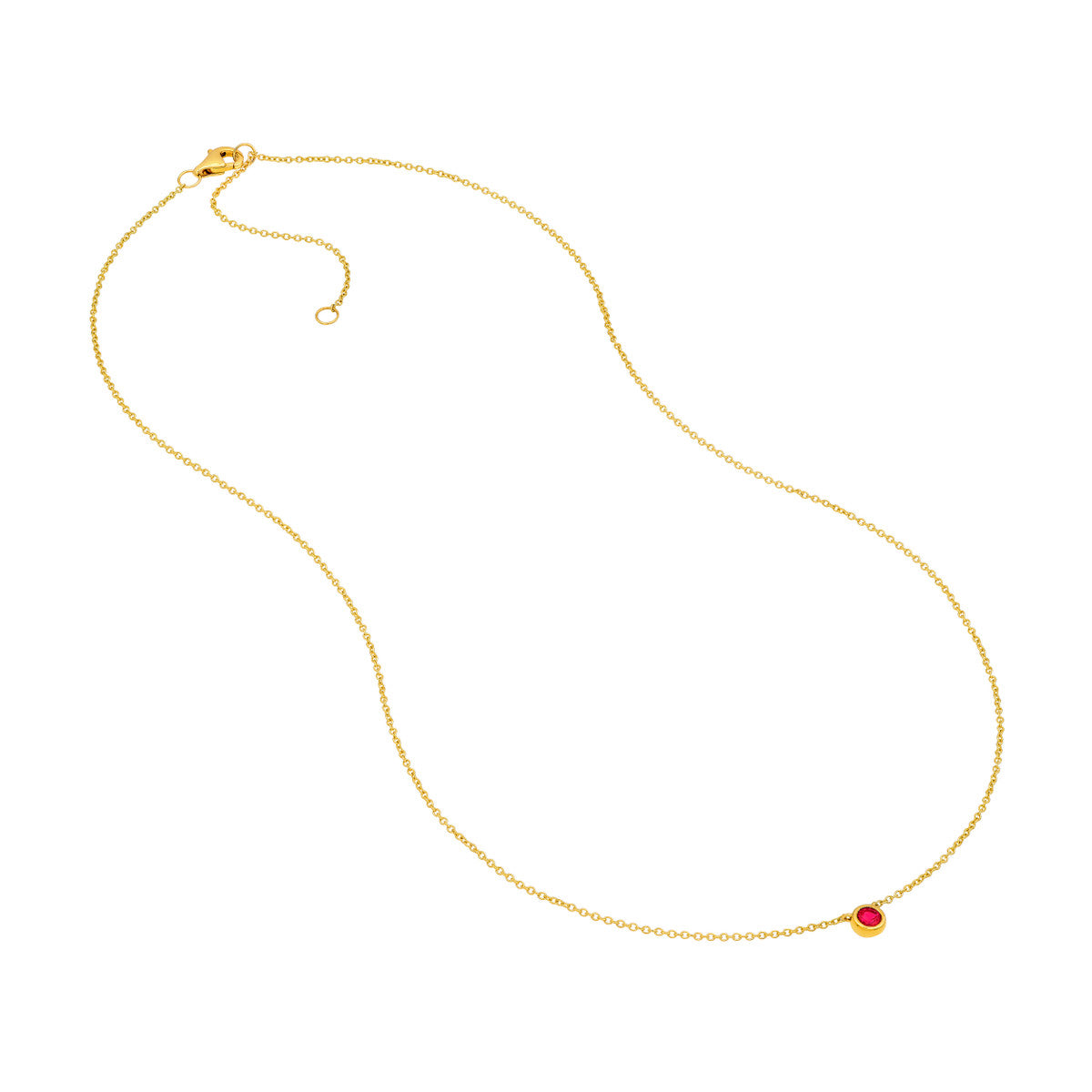 14K Yellow Gold 3.00mm Ruby Stone Bezel Necklace