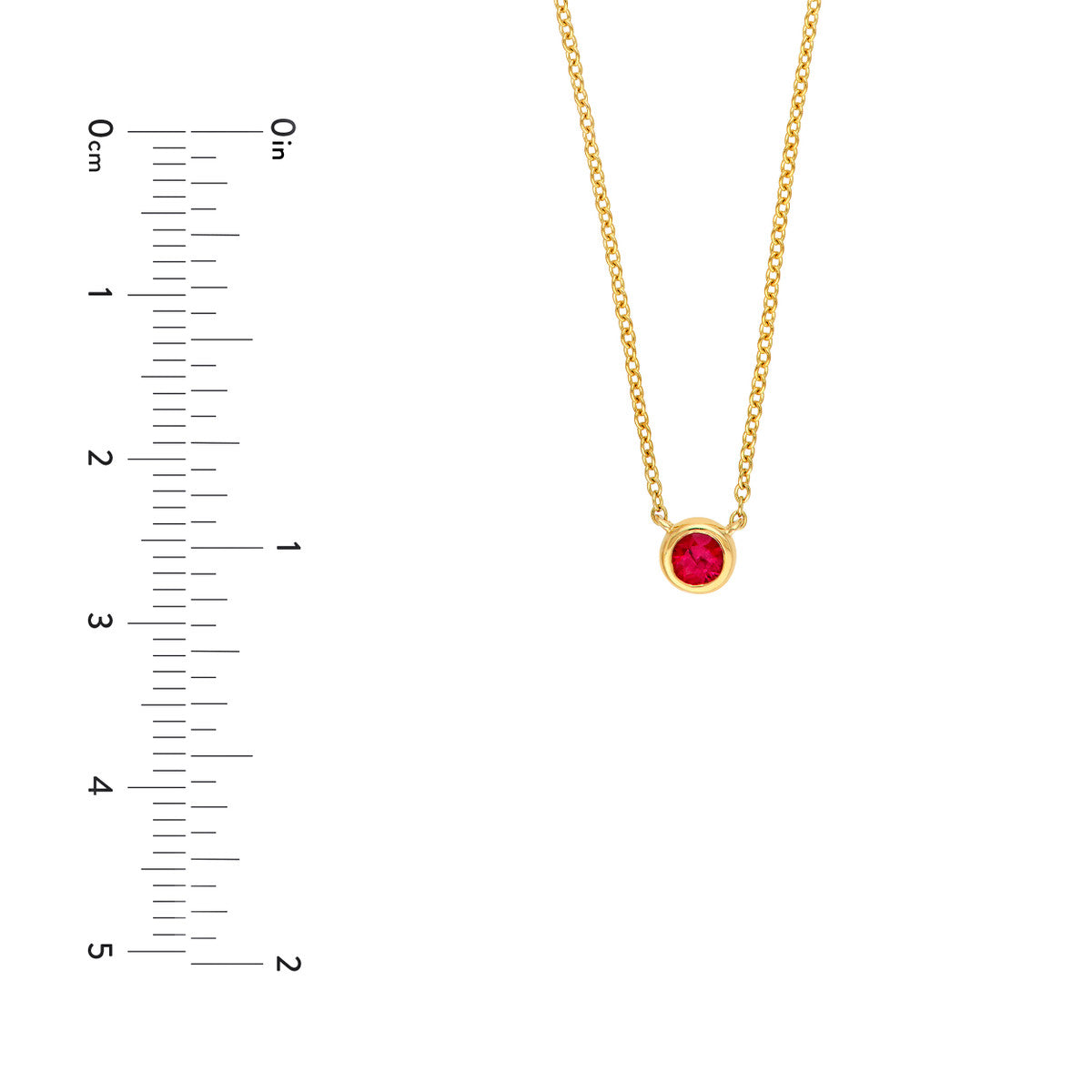 14K Yellow Gold 3.00mm Ruby Stone Bezel Necklace
