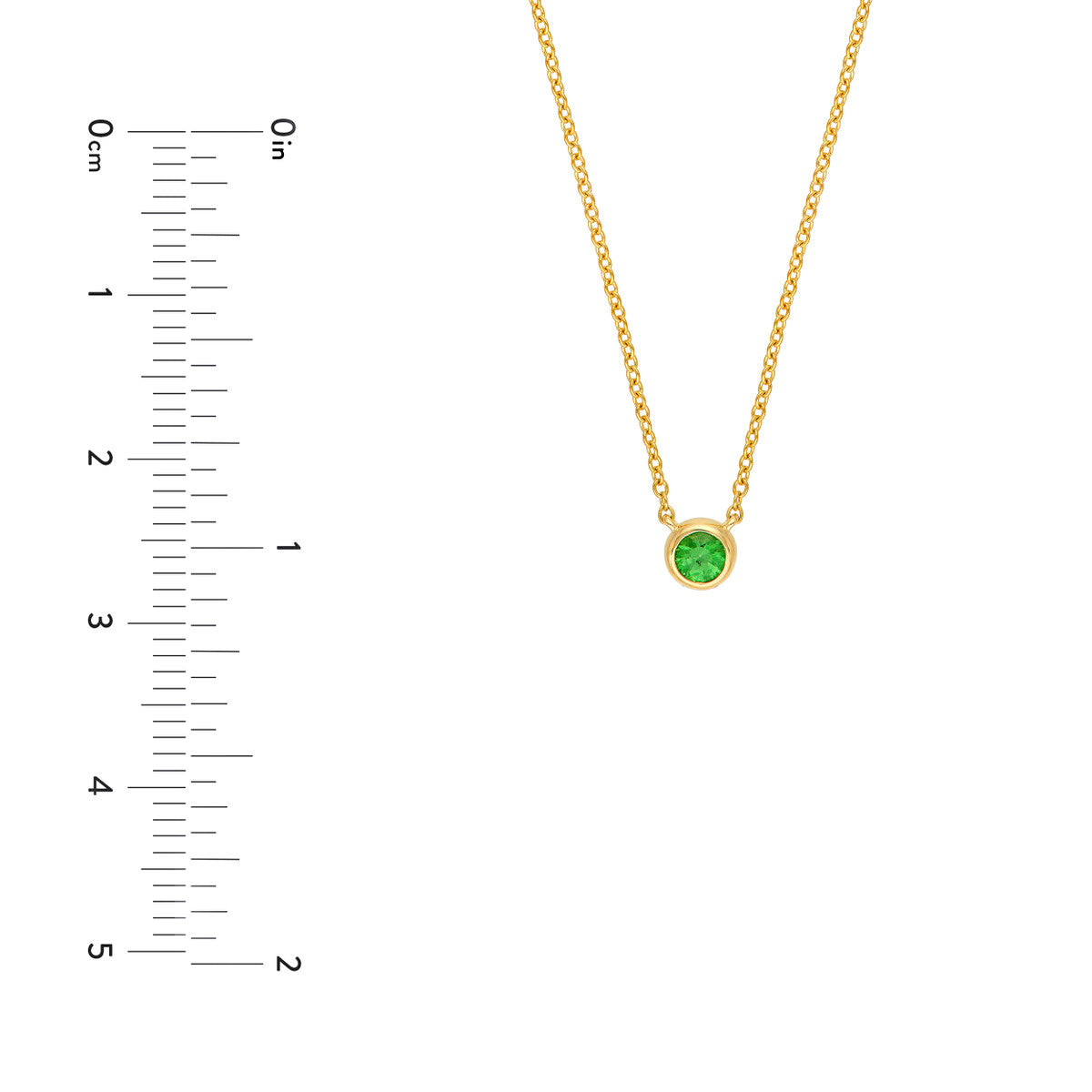 14K Yellow Gold 3.00mm Tsavorite Stone Bezel Necklace
