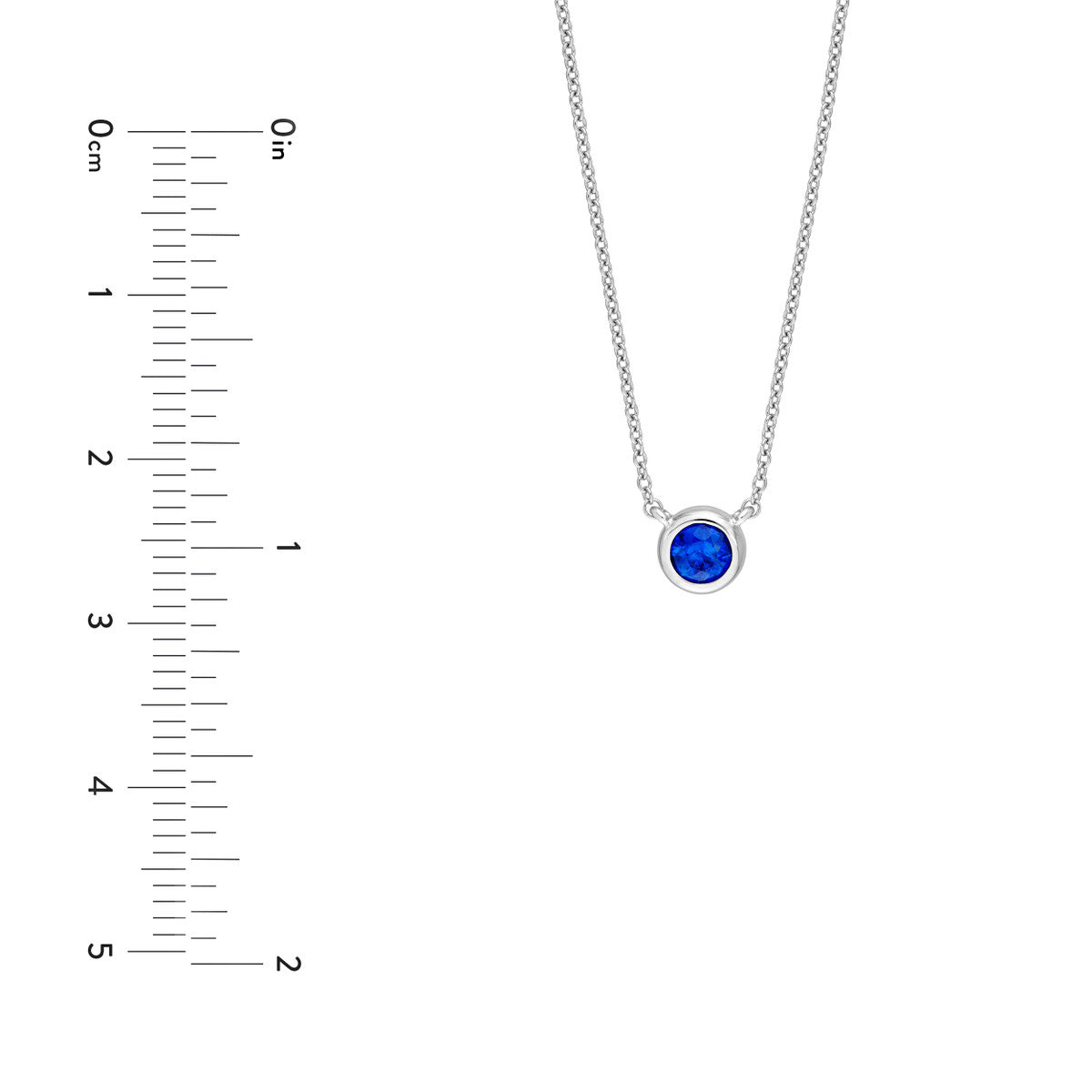 14K White Gold 4.00mm Sapphire Stone Bezel Necklace Birmingham Jewelry Necklace Birmingham Jewelry 