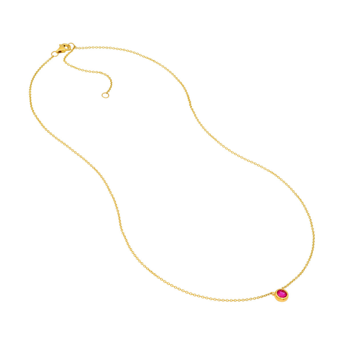 14K Yellow Gold 4.00mm Ruby Bezel Adj Necklace